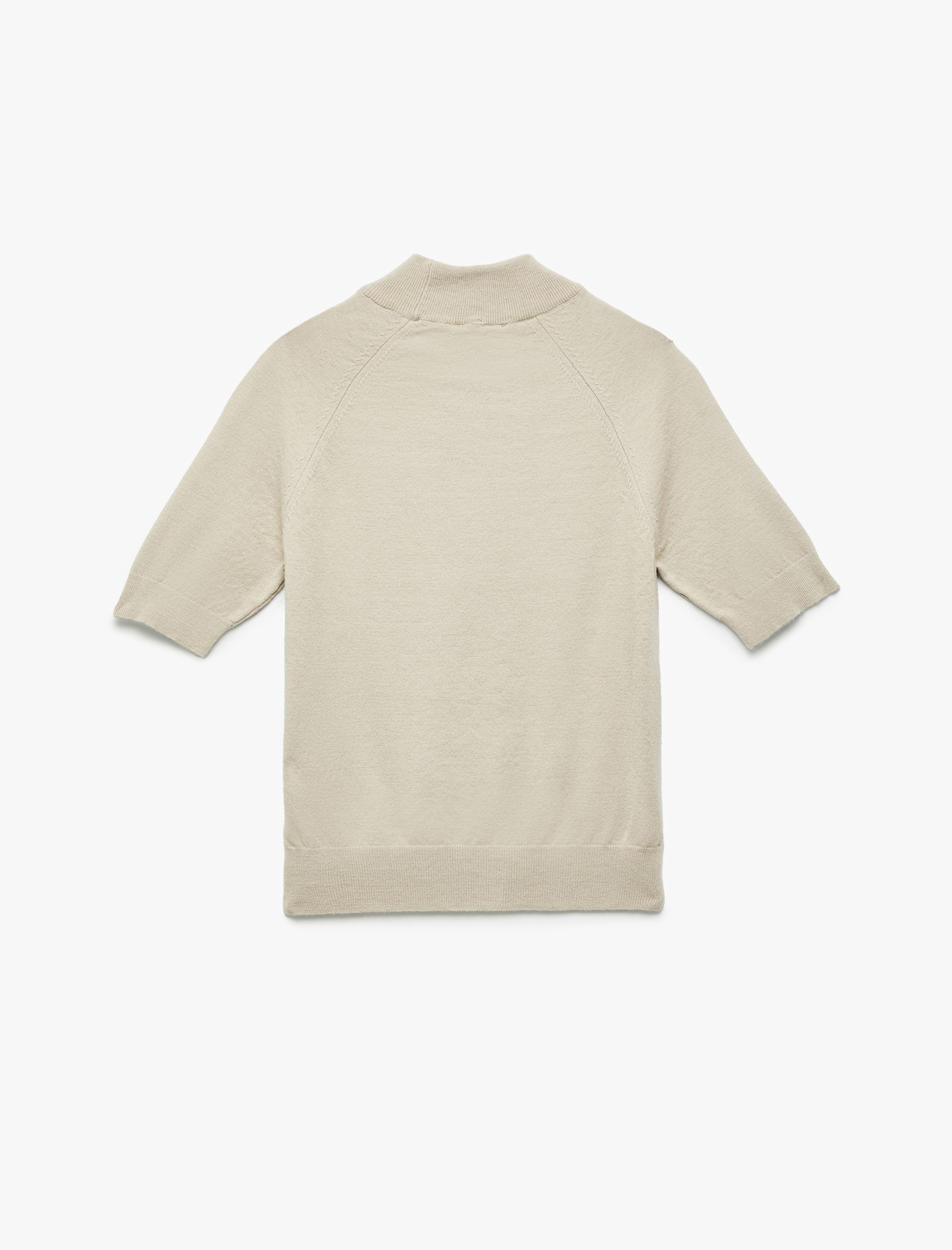   Rayon Kumaş Kısa Kollu Dik Yaka Triko Kazak