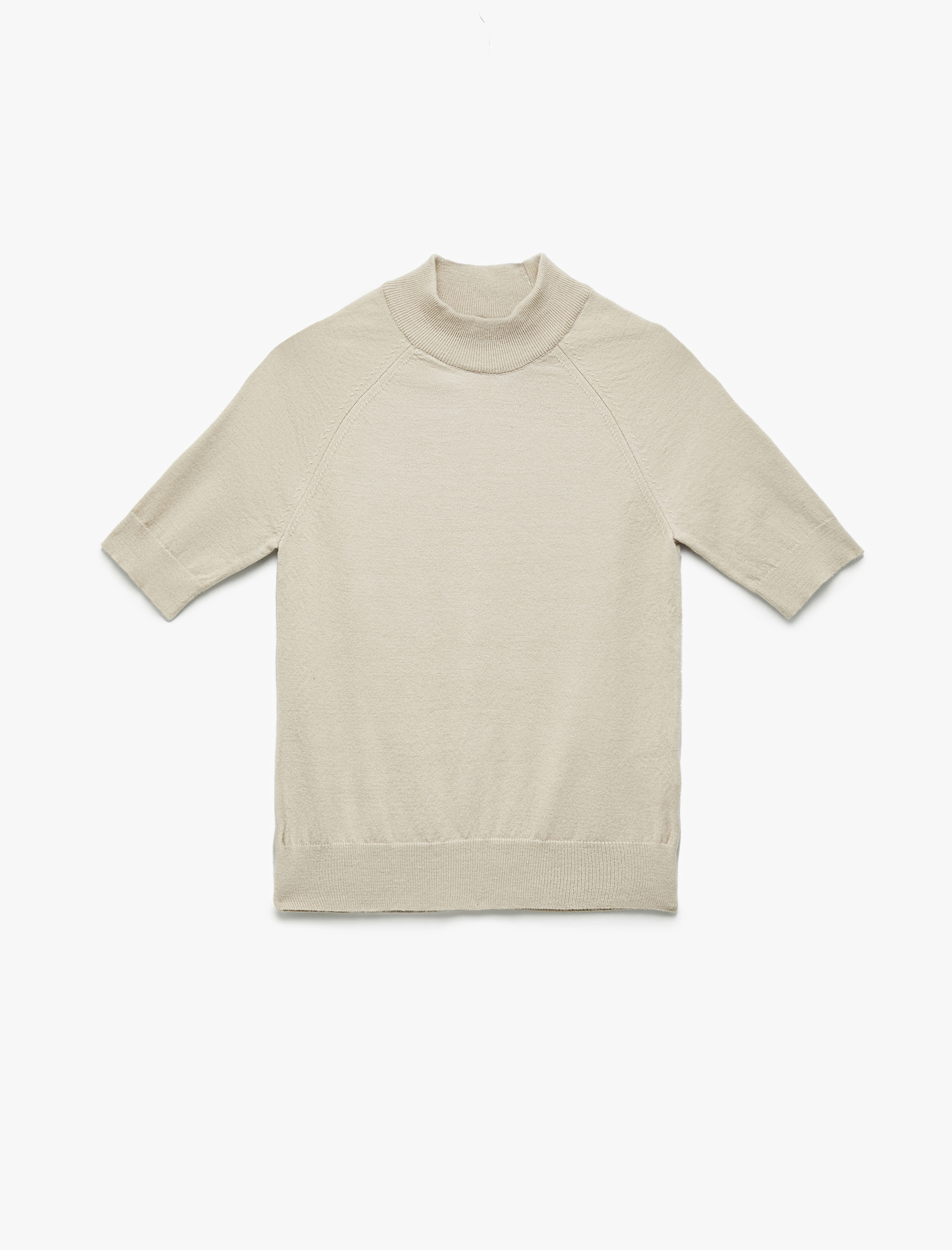   Rayon Kumaş Kısa Kollu Dik Yaka Triko Kazak