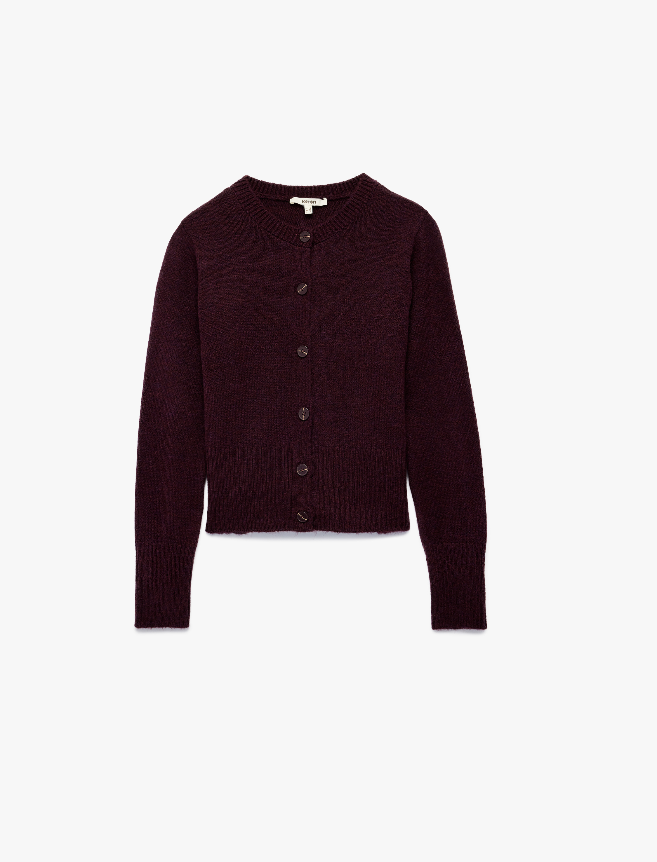   Düğmeli Uzun Kollu Bisiklet Yaka Triko Hırka