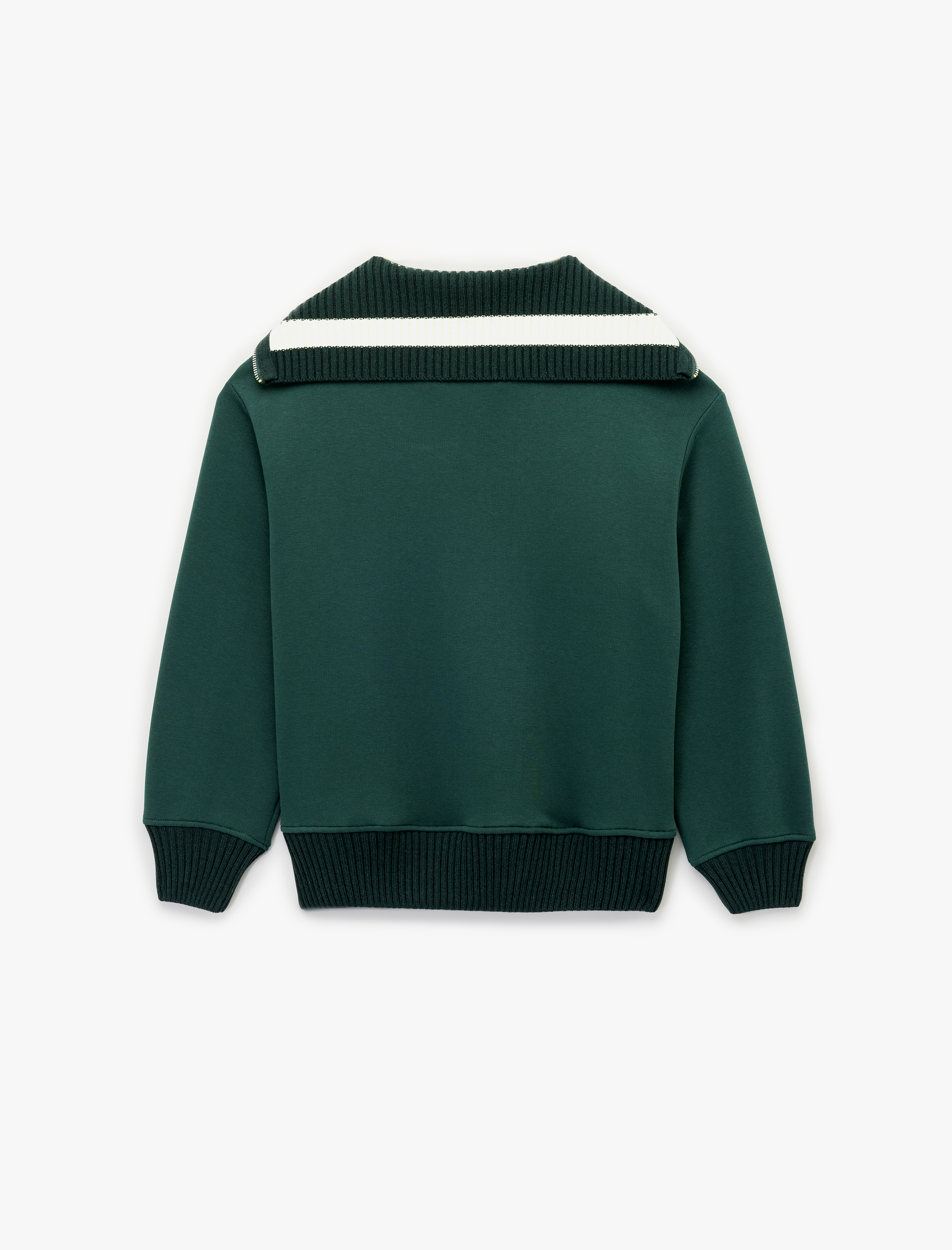   Şardonlu Uzun Kollu Yarım Fermuarlı Ayıcık Nakışlı Oversize Sweatshirt