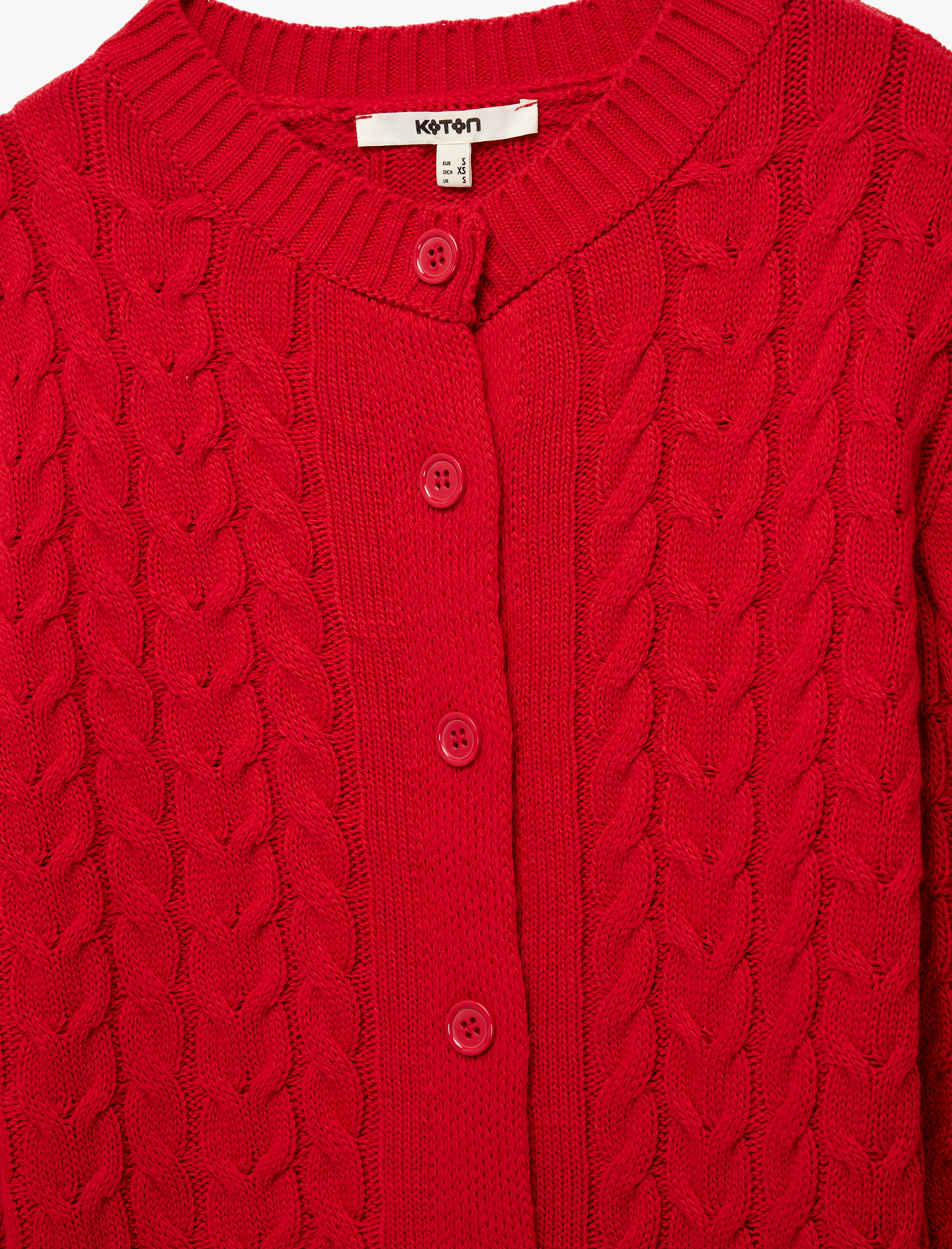   Uzun Kollu Bisiklet Yaka Düğmeli Saç Örgü Hırka