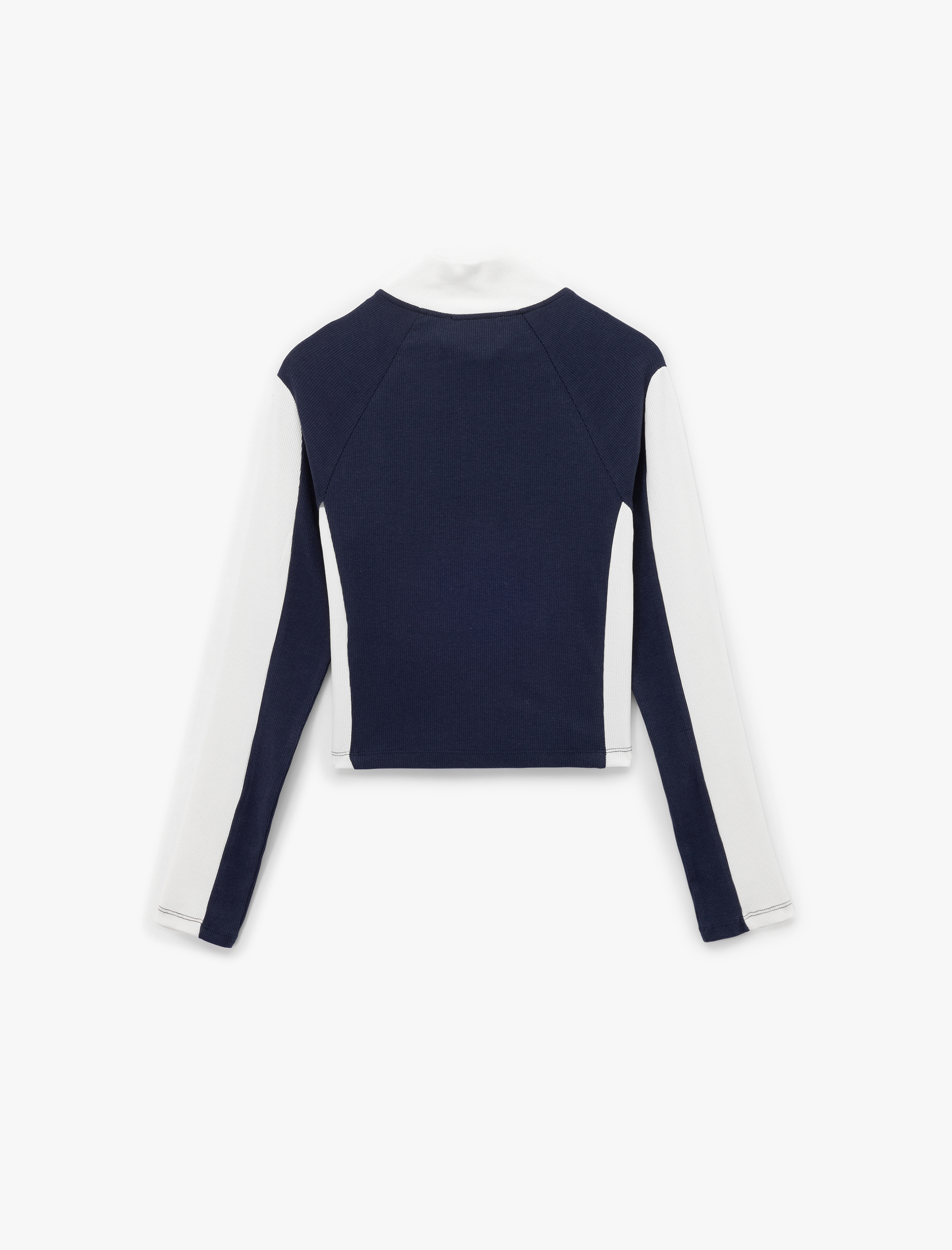 Pamuklu Fermuarlı Uzun Kollu Dik Yaka Tişört