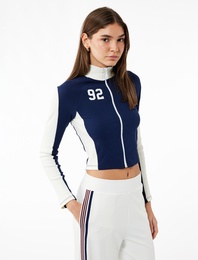 Pamuklu Fermuarlı Uzun Kollu Dik Yaka Tişört