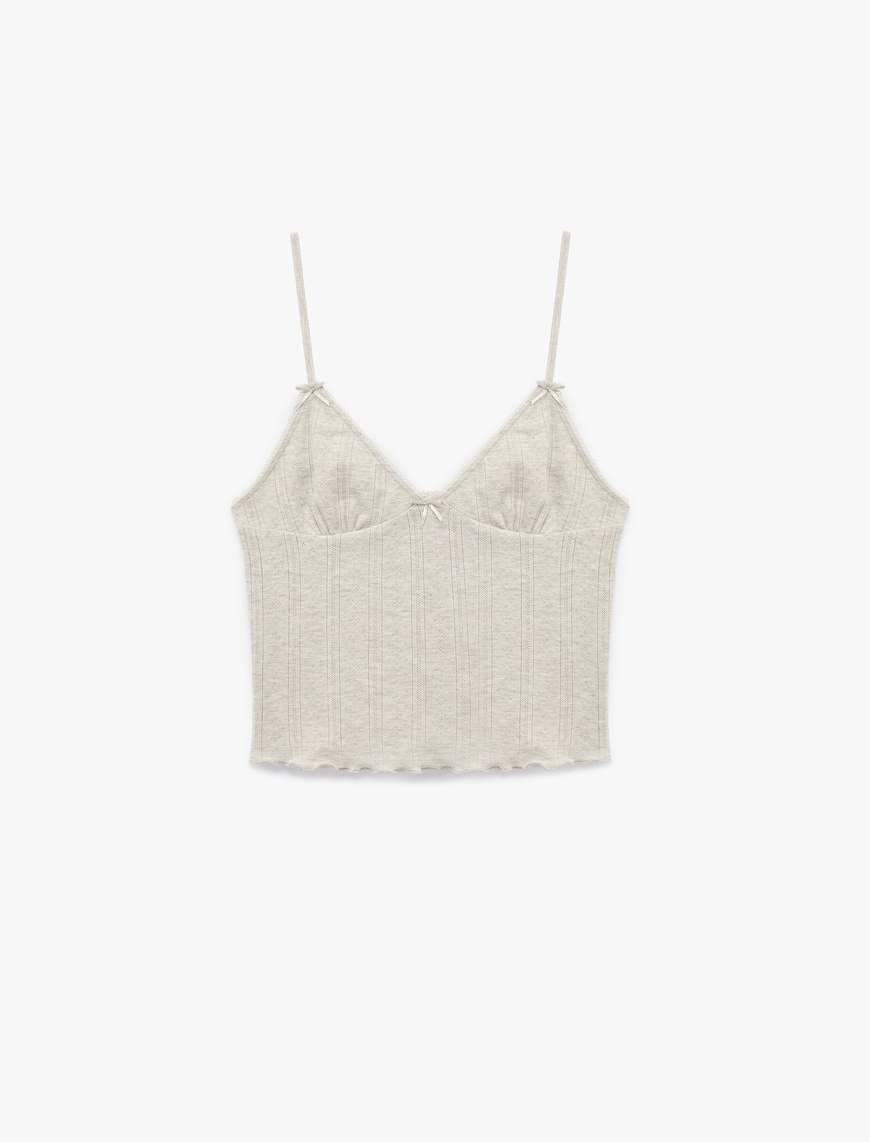   Rahat Kalıp Askılı Crop Pijama Üstü