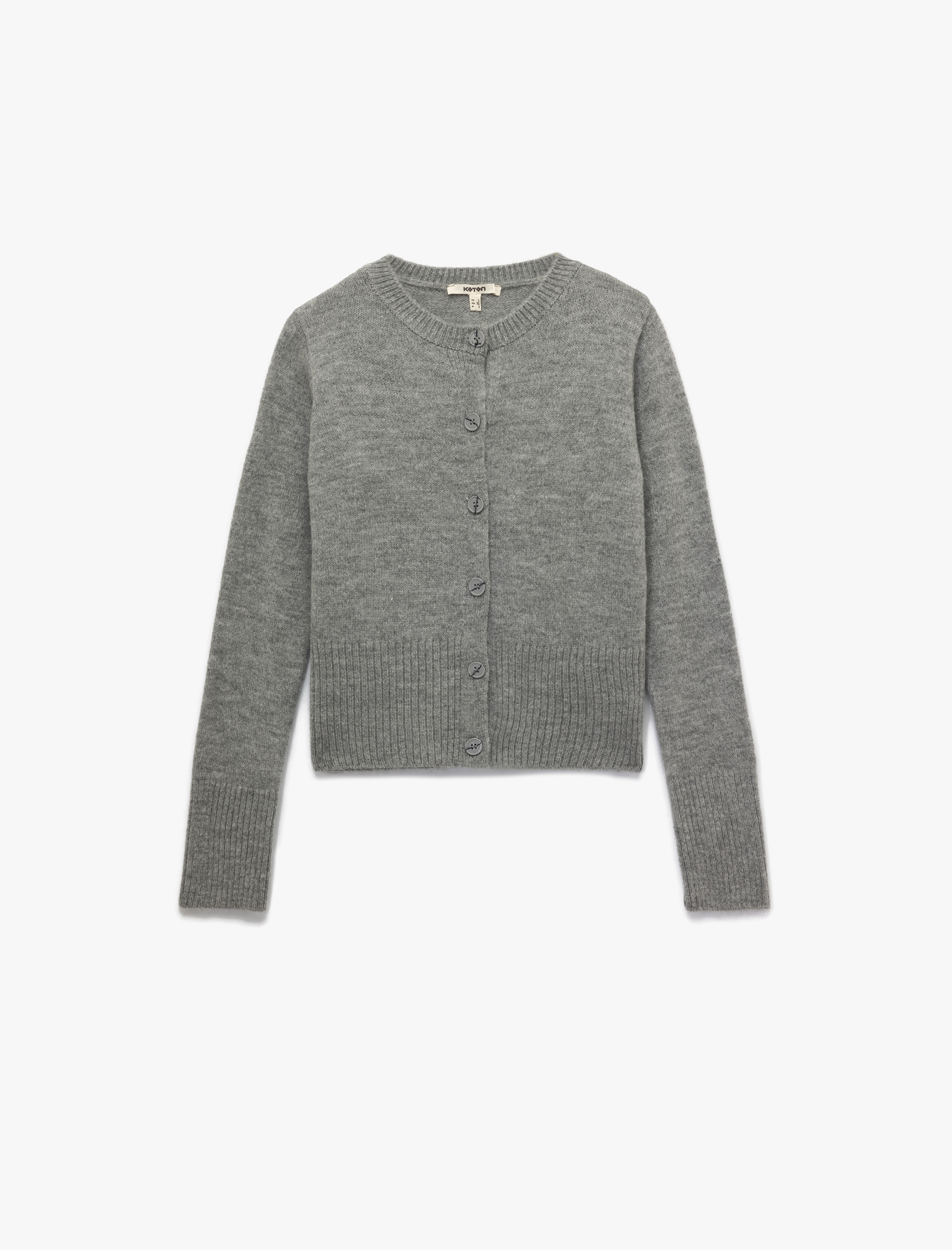   Düğmeli Uzun Kollu Bisiklet Yaka Triko Hırka