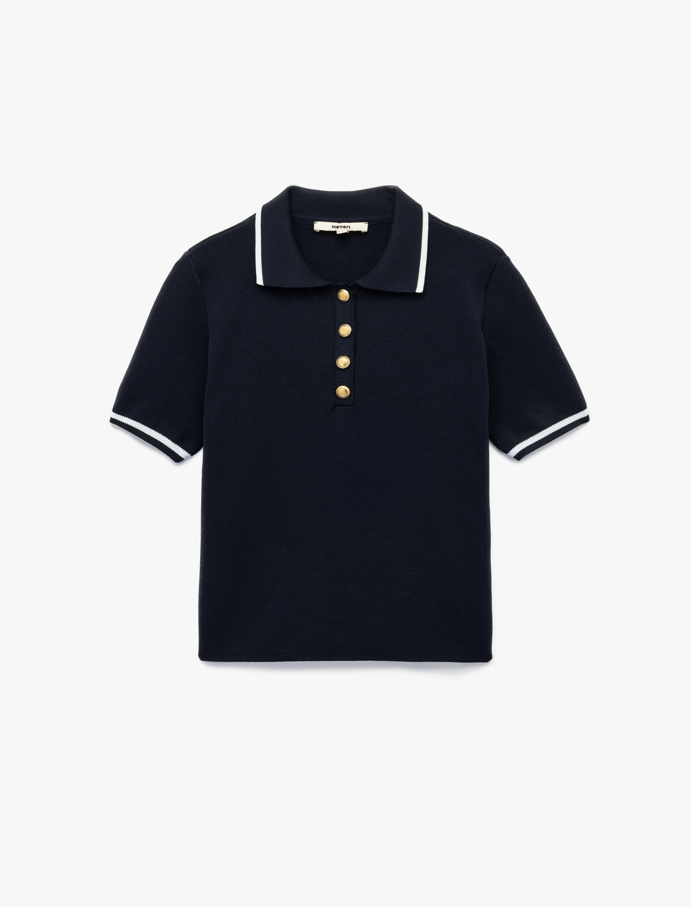   Düğmeli Kısa Kollu Polo Yaka Triko Kazak