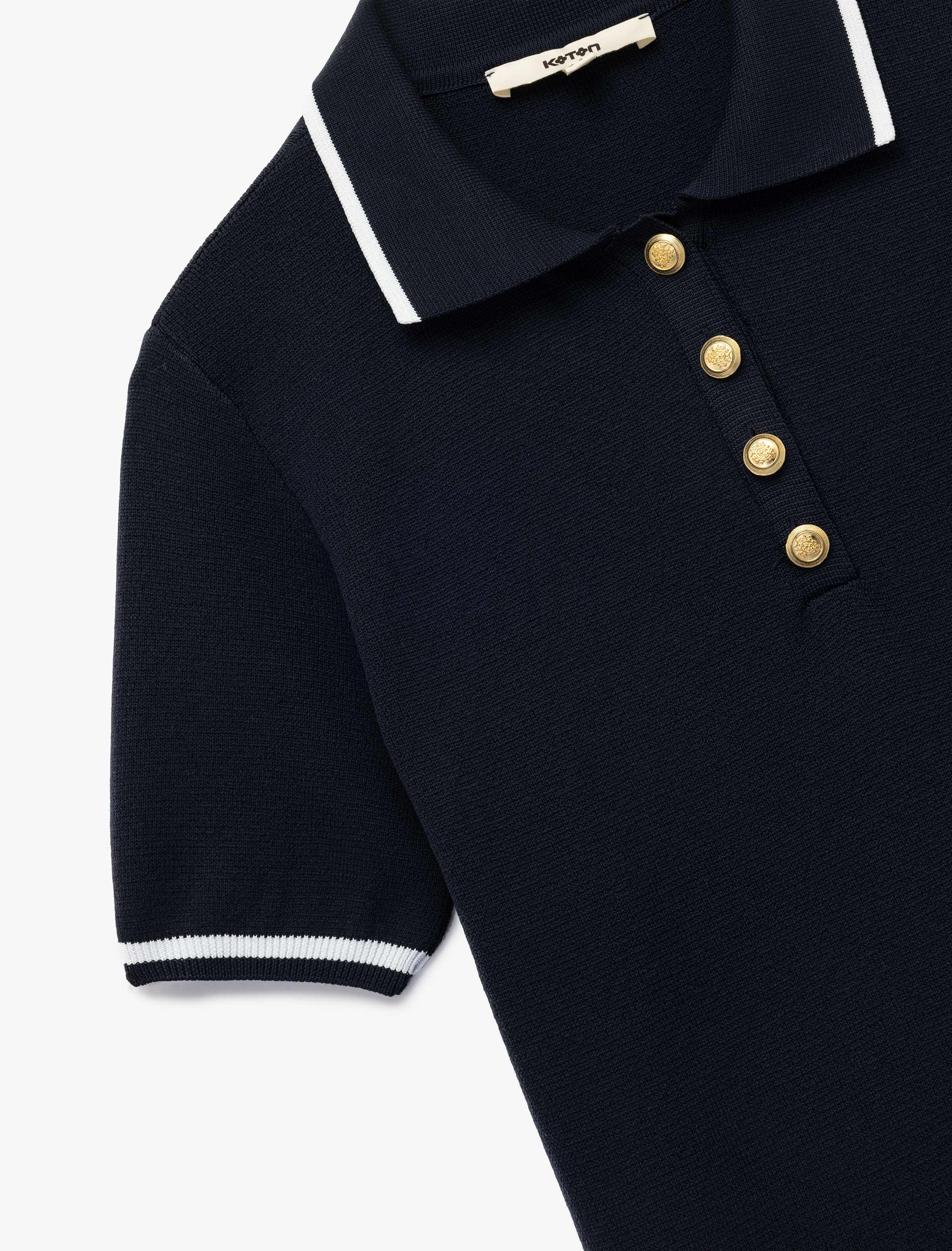   Düğmeli Kısa Kollu Polo Yaka Triko Kazak