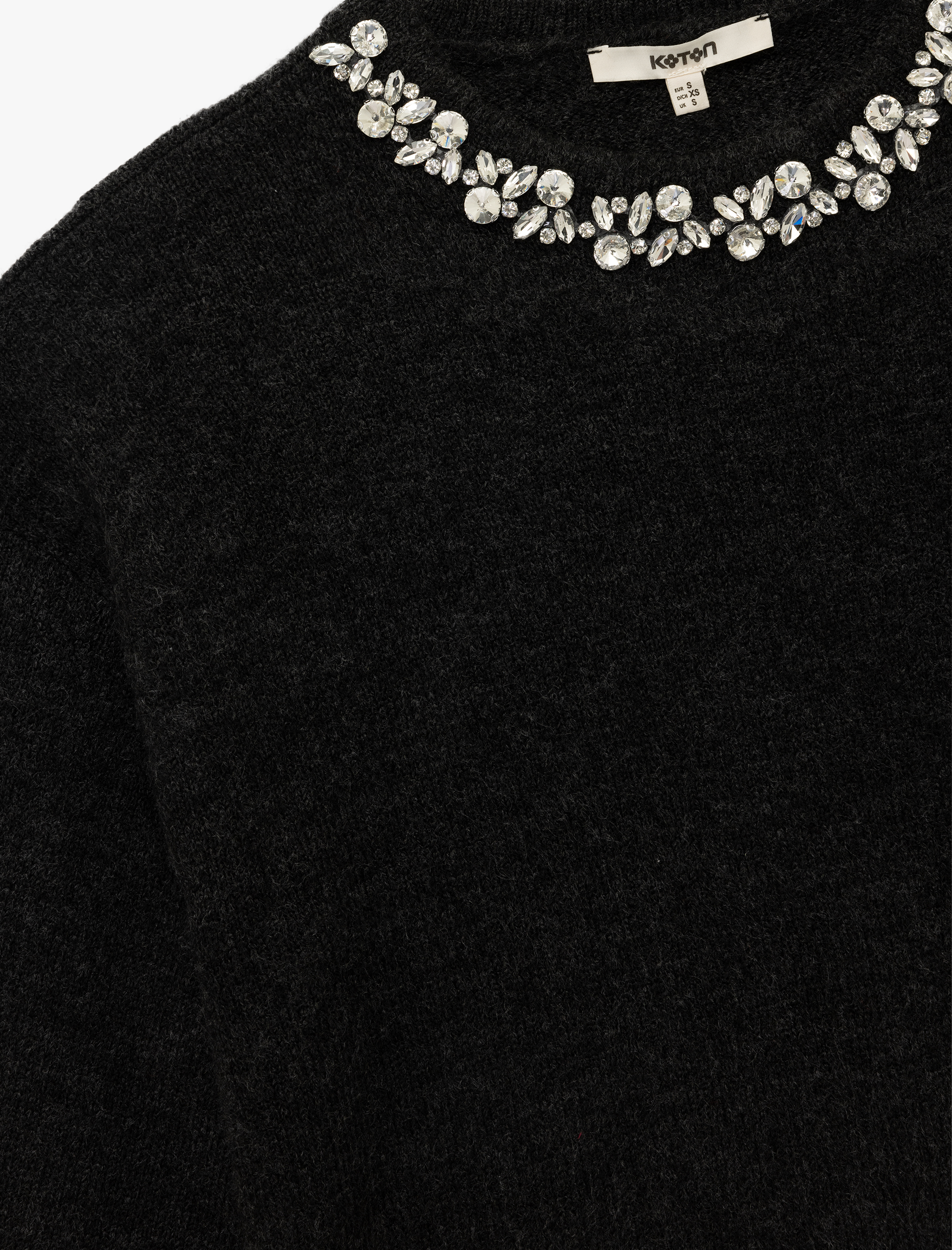   Uzun Kollu Bisiklet Yaka Taşlı Triko Kazak