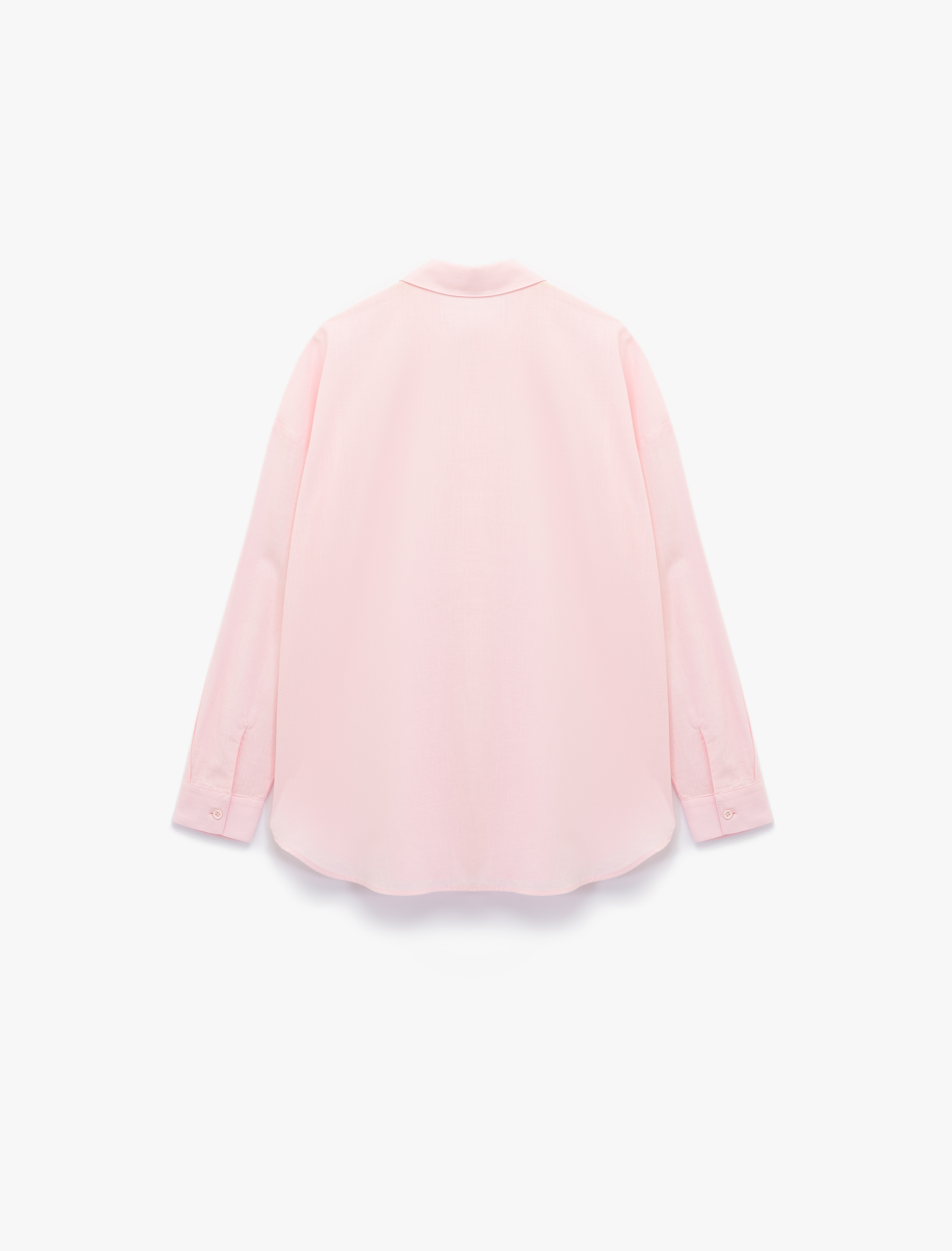   Pamuklu Klasik Yaka Düğmeli Uzun Kollu Oversize Gömlek