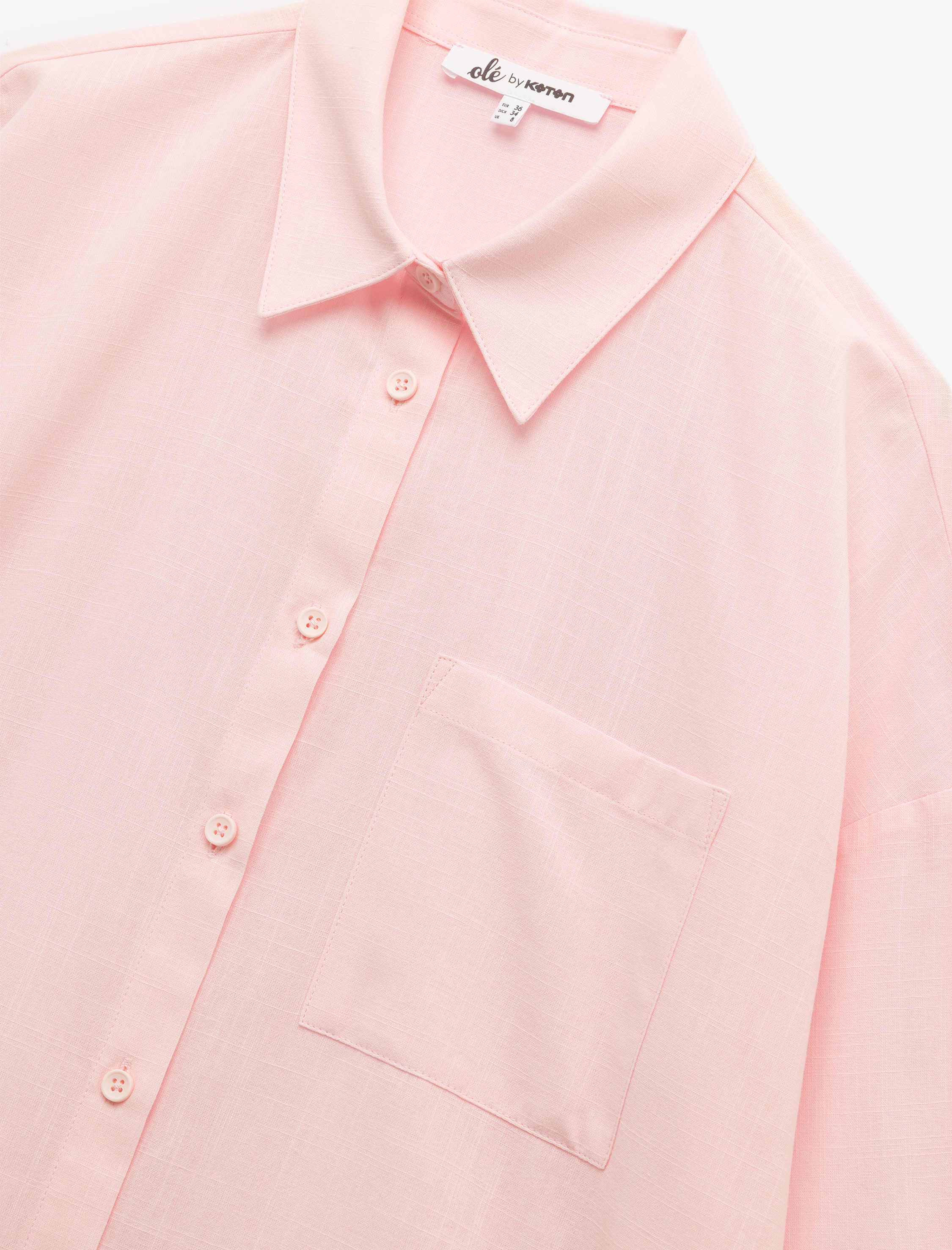   Pamuklu Klasik Yaka Düğmeli Uzun Kollu Oversize Gömlek