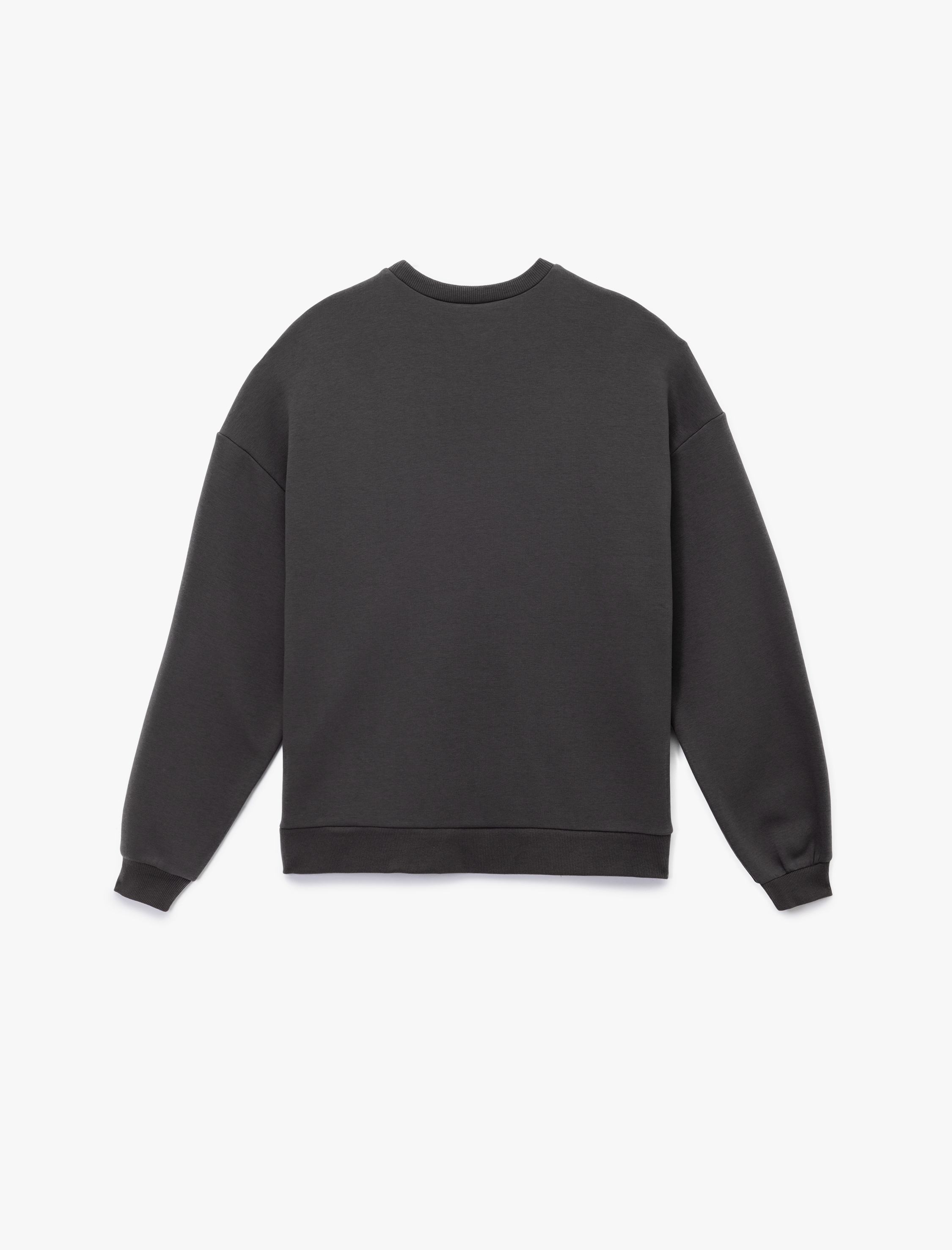   Uzun Kollu Bisiklet Yaka Şardonlu Fiyonk Baskılı Sweatshirt