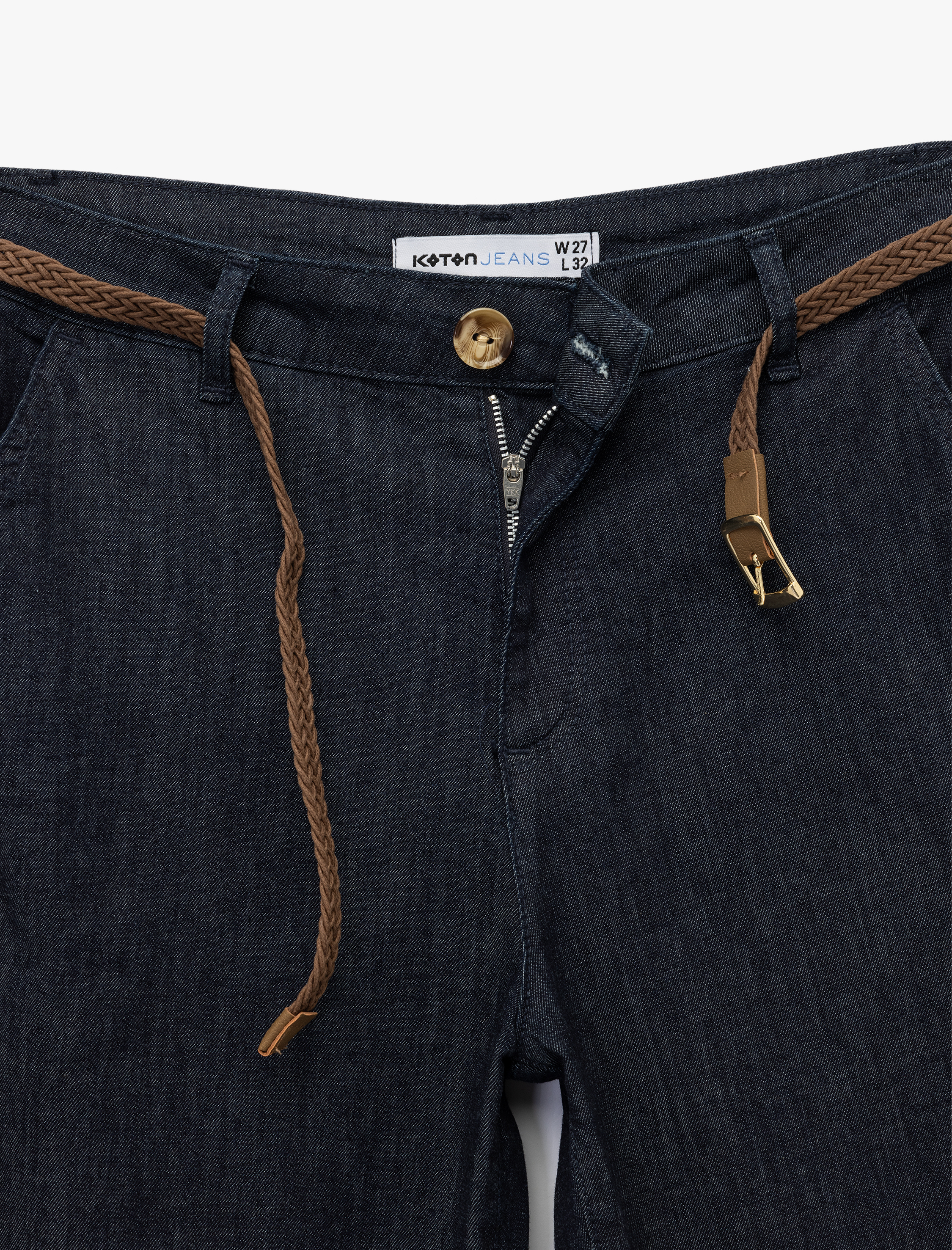   Yüksek Bel Rahat Kalıp Kemerli Pantolon