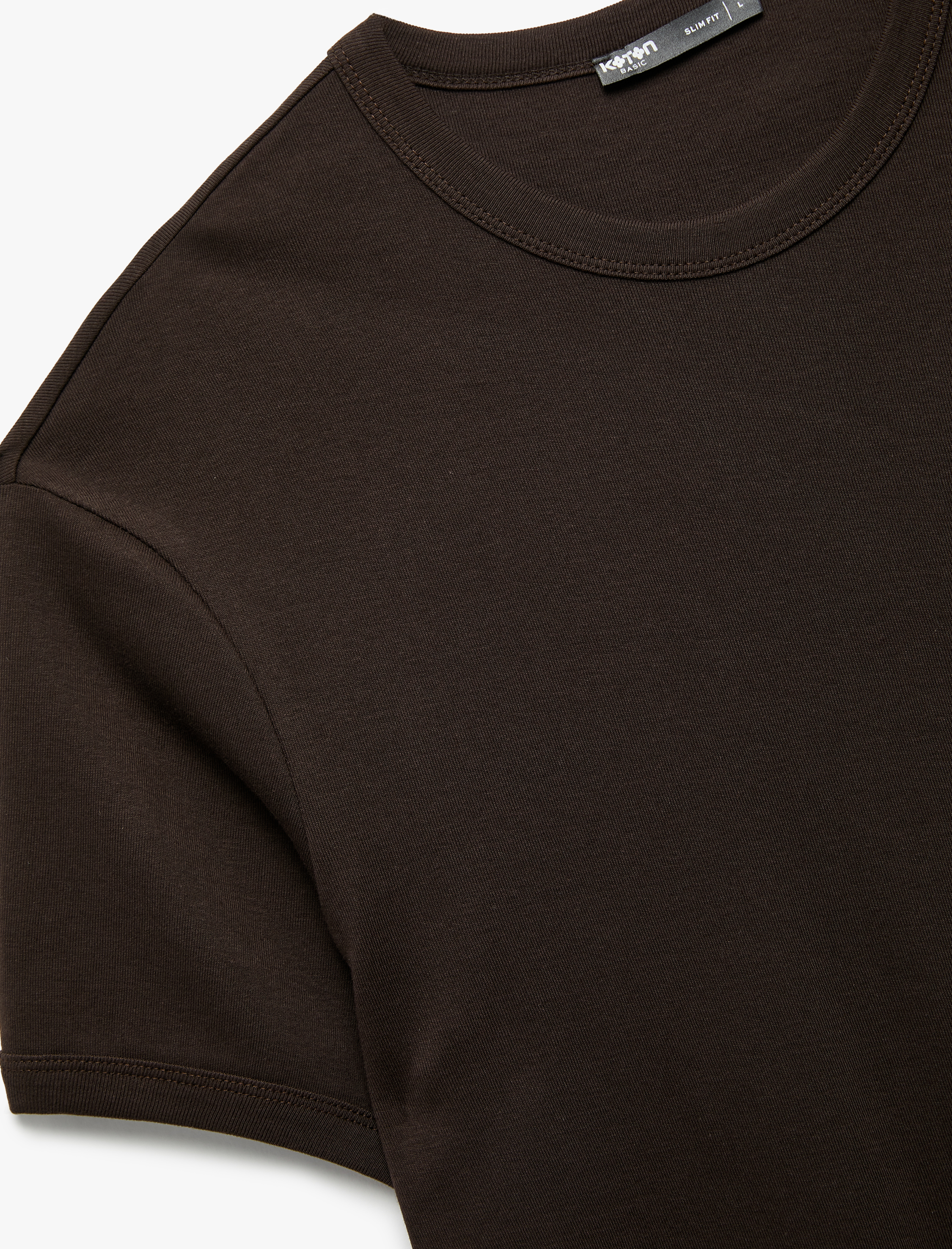   Kısa Kollu Bisiklet Yaka Pamuklu Tok Kumaş Basic Dar Kalıp Tişört