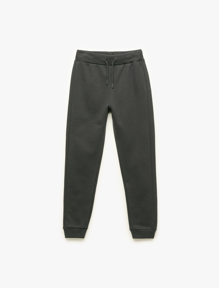 Erkek Çocuk Pamuklu Beli Bağlamalı Şardonlu Basic Jogger Eşofman Altı