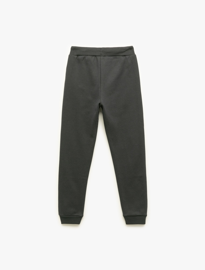 Erkek Çocuk Pamuklu Beli Bağlamalı Şardonlu Basic Jogger Eşofman Altı