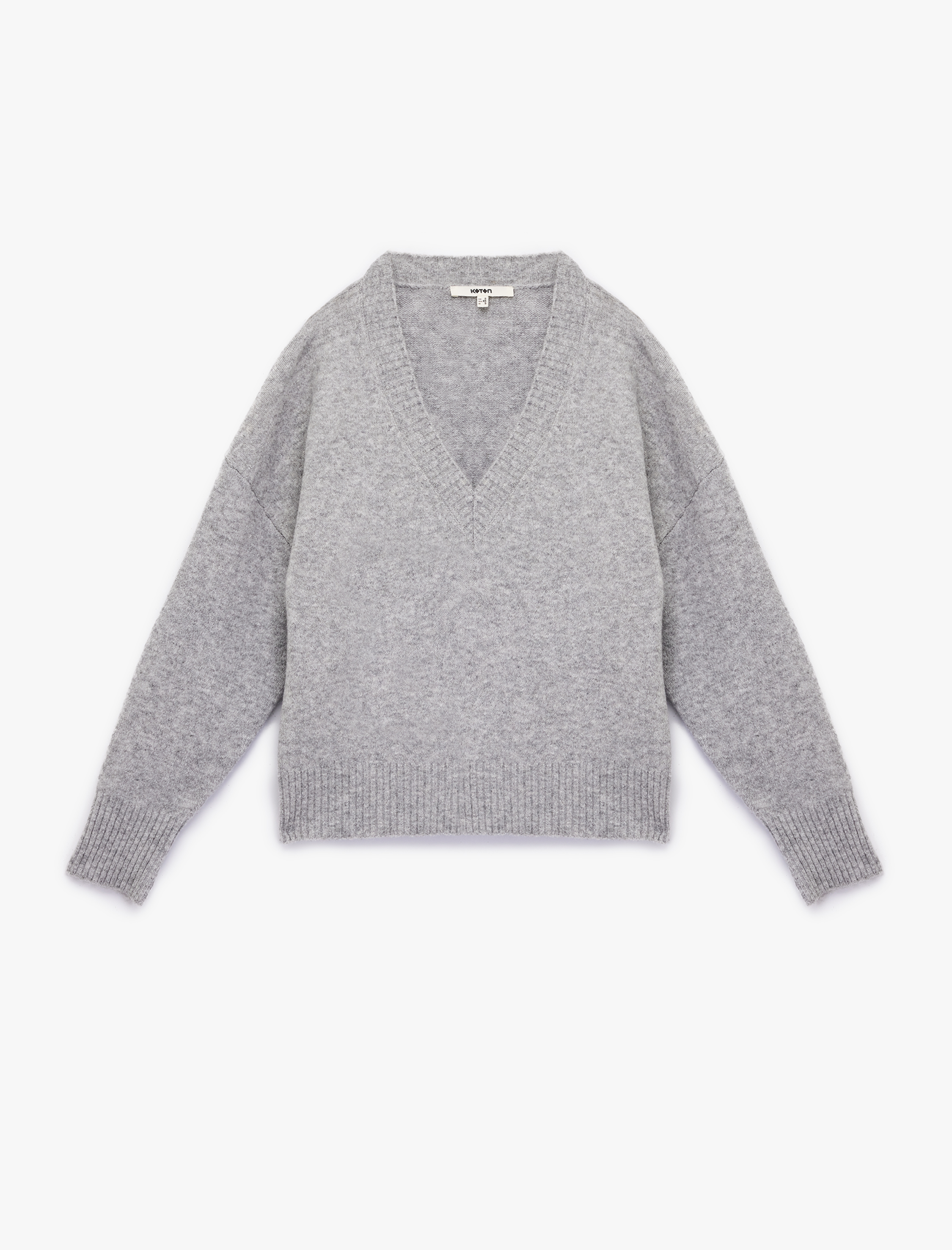   Uzun Kollu V Yaka Triko Kazak