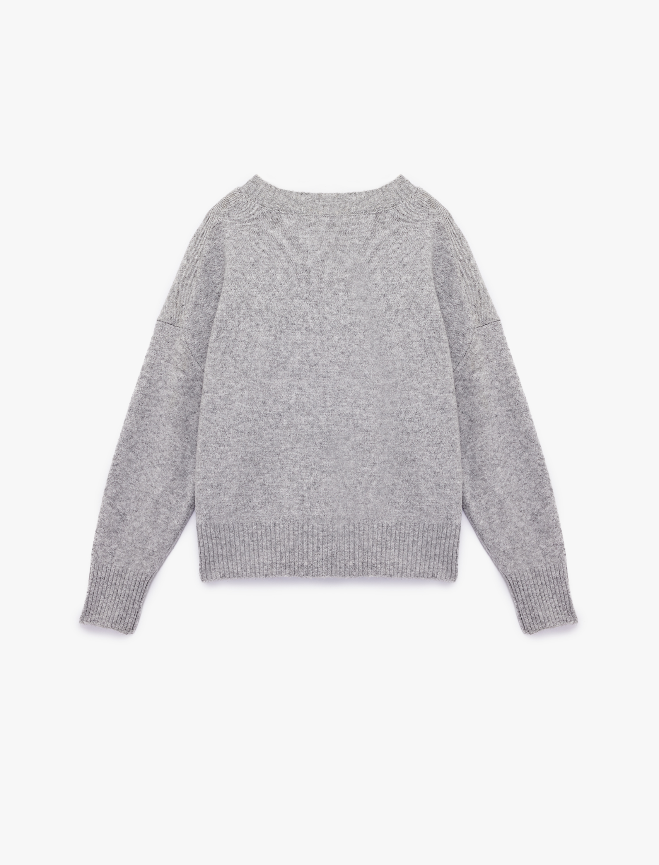   Uzun Kollu V Yaka Triko Kazak