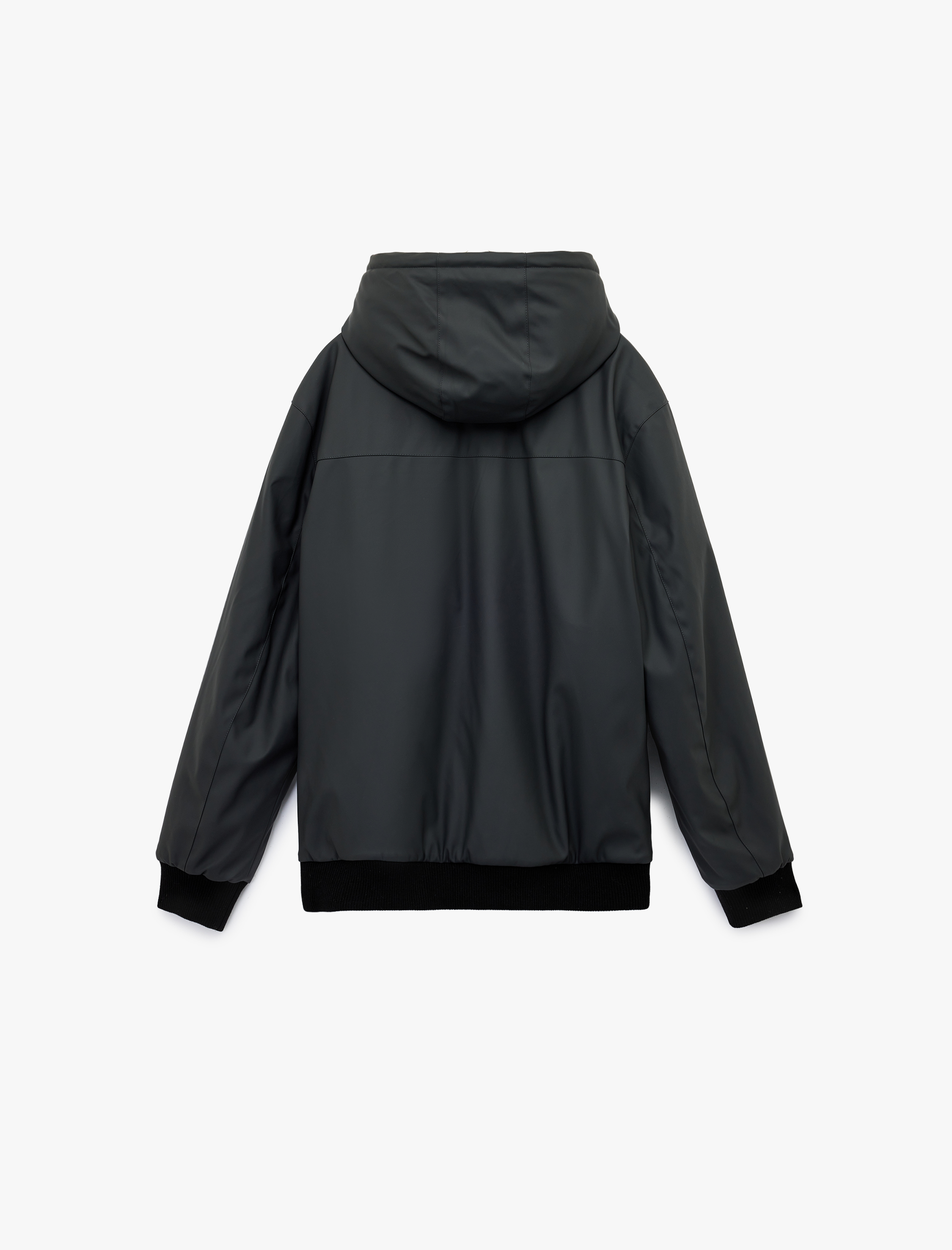   Kapüşonlu Uzun Kollu Fermuarlı Yağmurluk