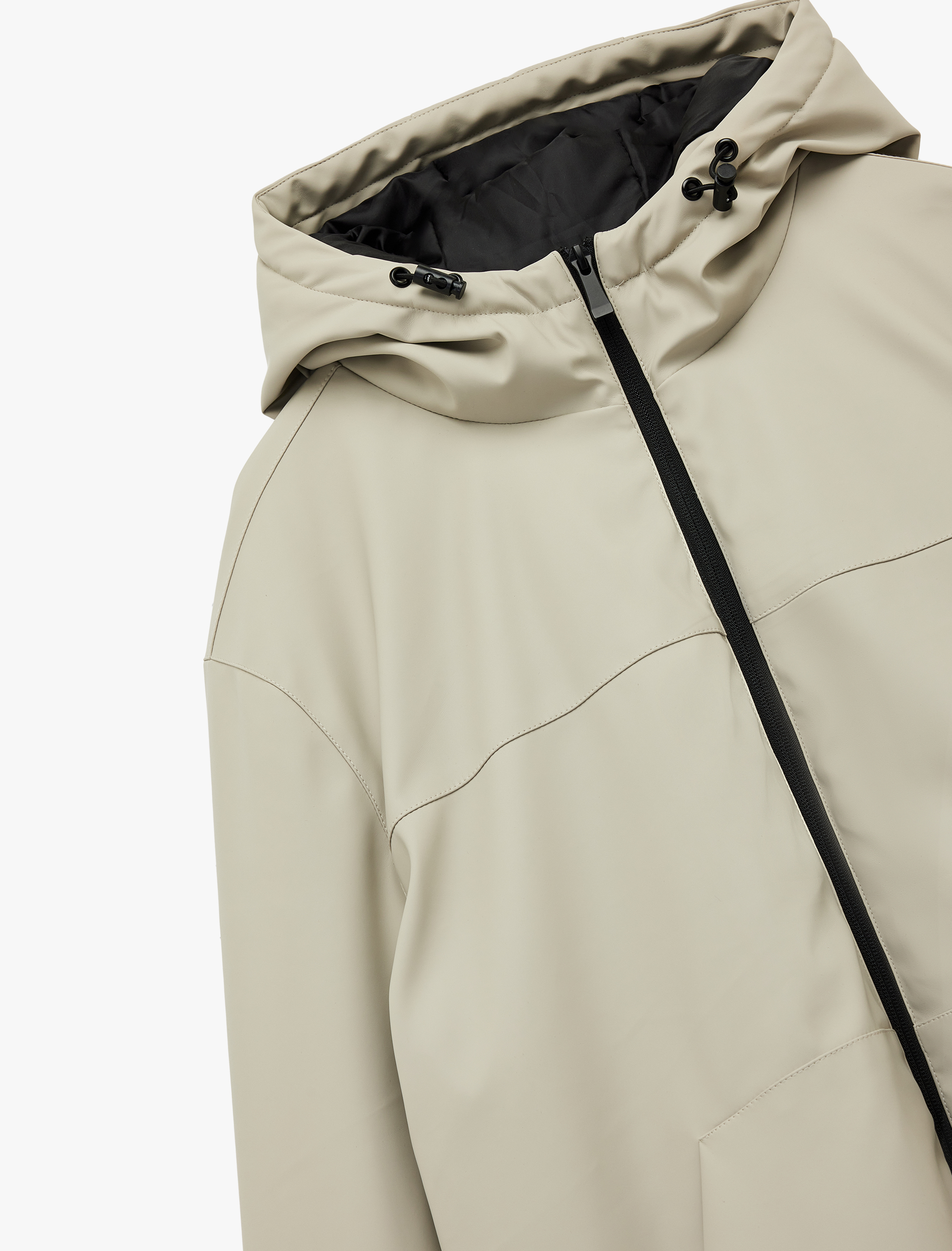   Kapüşonlu Uzun Kollu Fermuarlı Yağmurluk