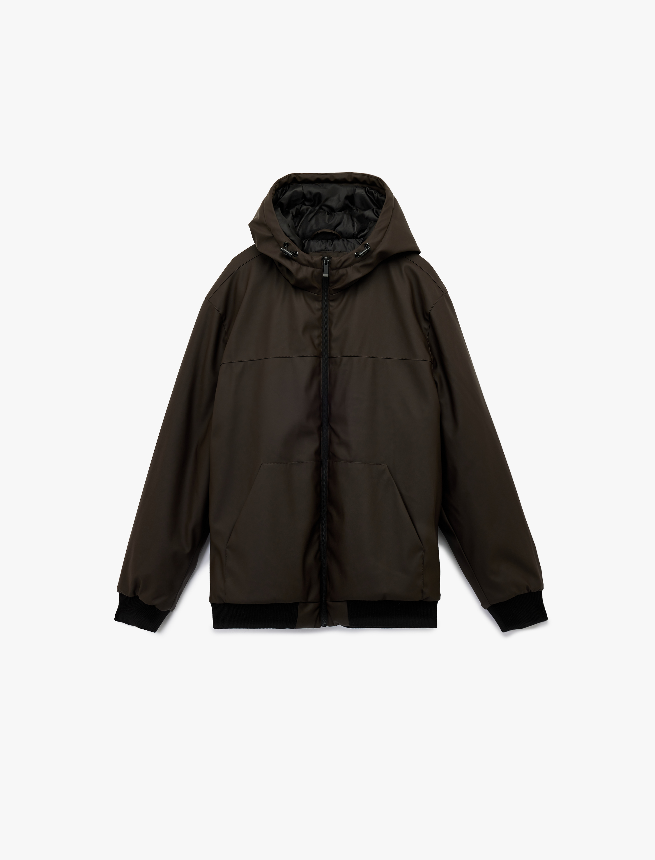   Kapüşonlu Uzun Kollu Fermuarlı Yağmurluk