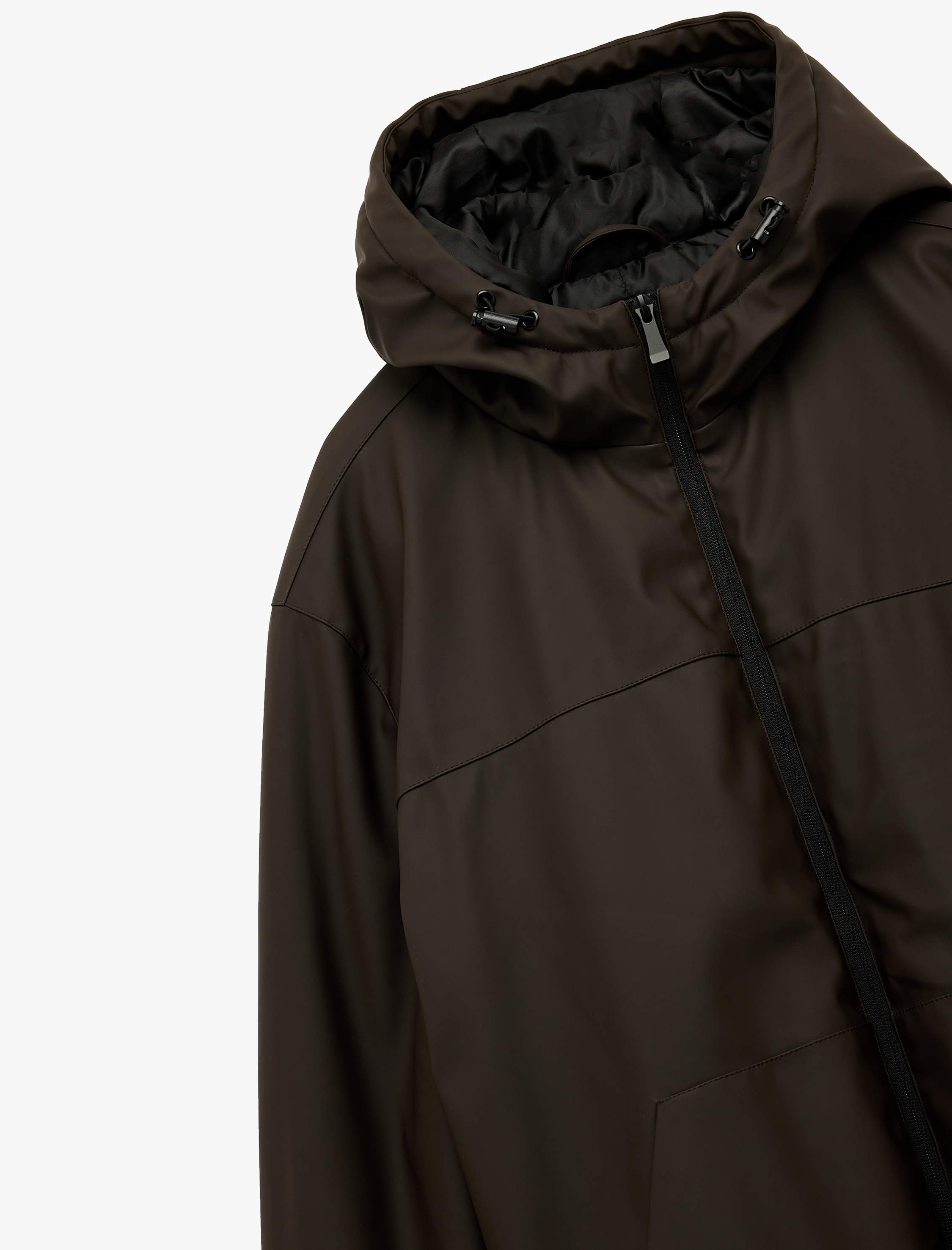   Kapüşonlu Uzun Kollu Fermuarlı Yağmurluk