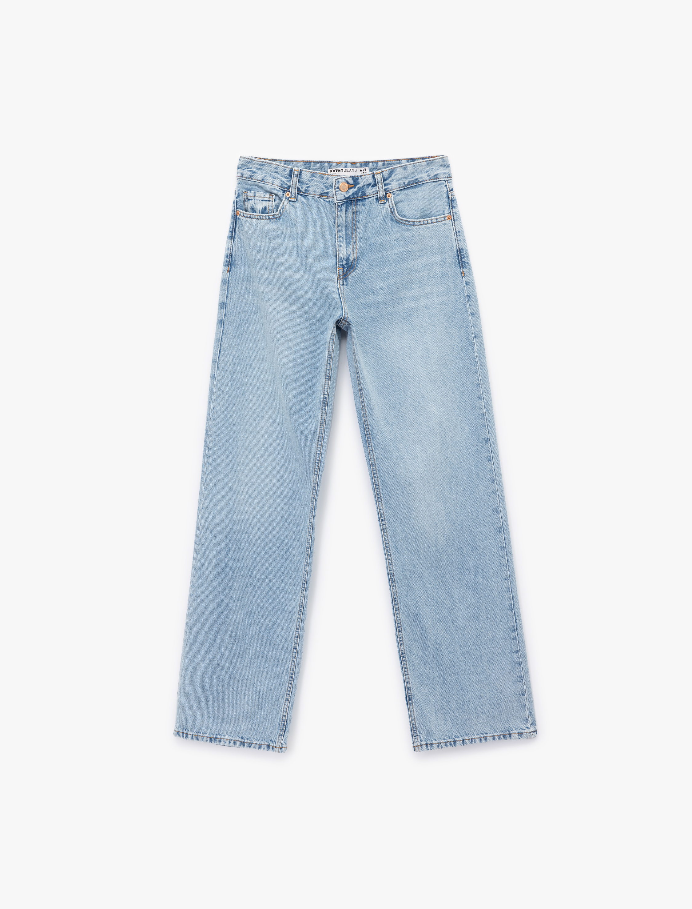   Pamuklu Normal Bel Düz Paça Uzun Jean Pantolon - Straight Fit Jean