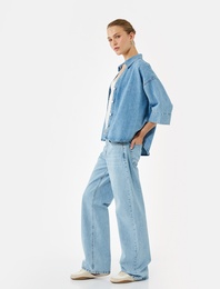 Pamuklu Normal Bel Düz Paça Uzun Jean Pantolon - Straight Fit Jean