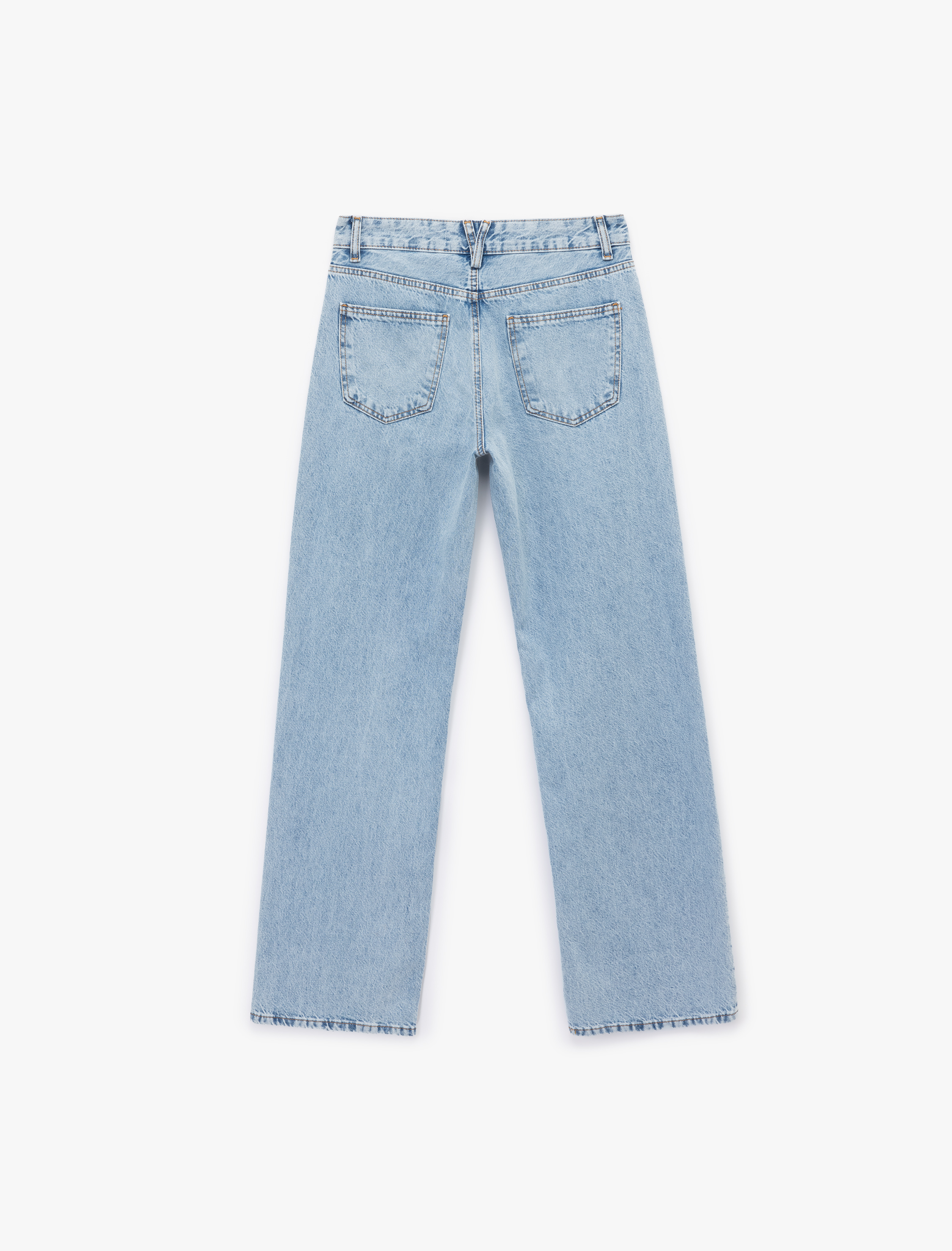   Pamuklu Normal Bel Düz Paça Uzun Jean Pantolon - Straight Fit Jean