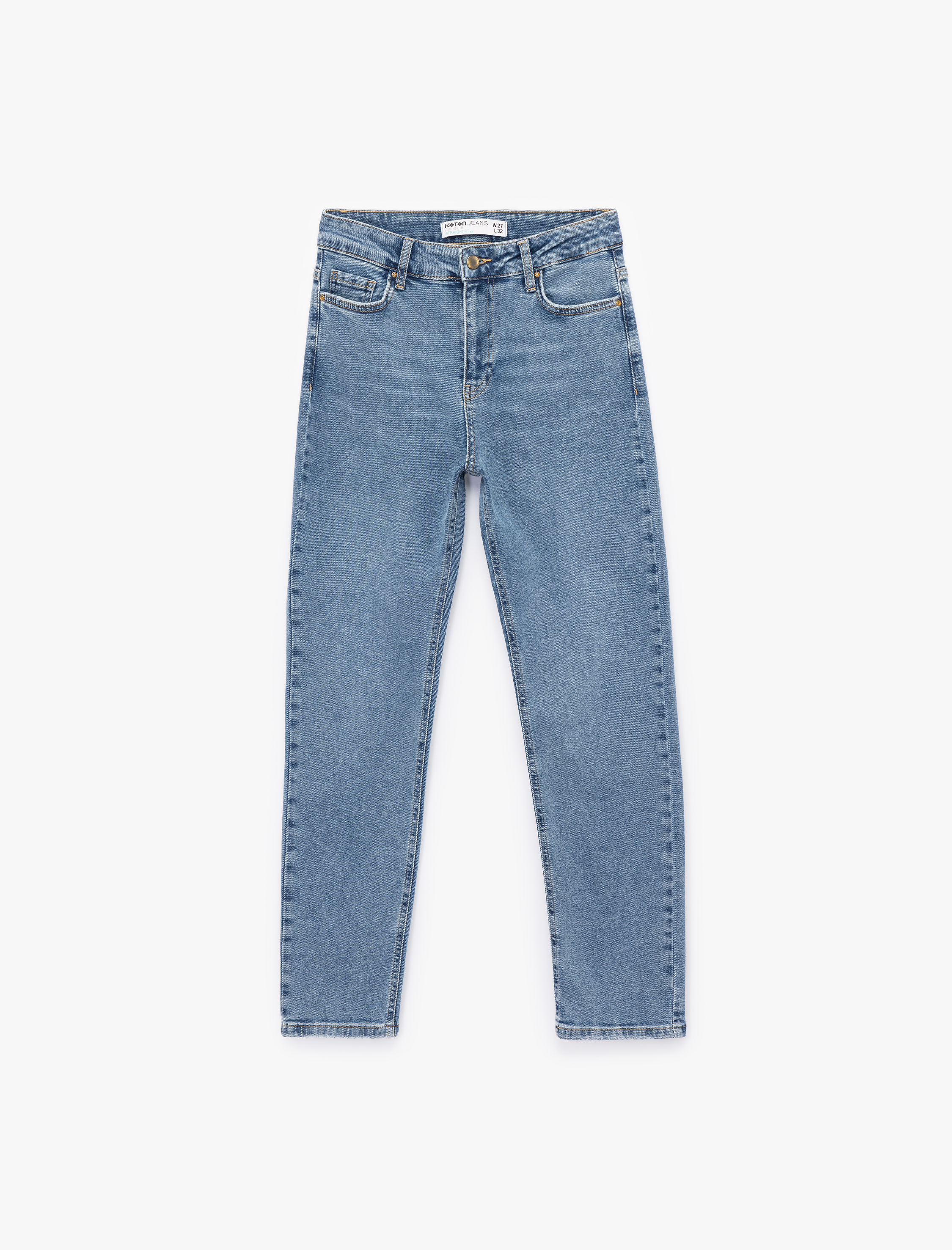   Pamuklu Dar Kesim Normal Bel Jean Pantolon - Slim Straight Fit Jean