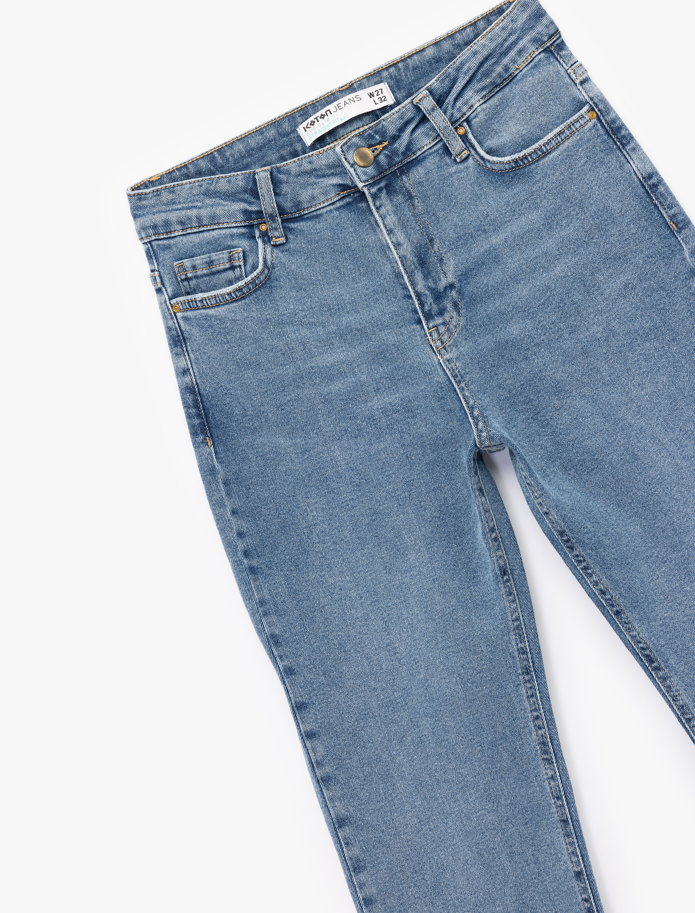   Pamuklu Dar Kesim Normal Bel Jean Pantolon - Slim Straight Fit Jean