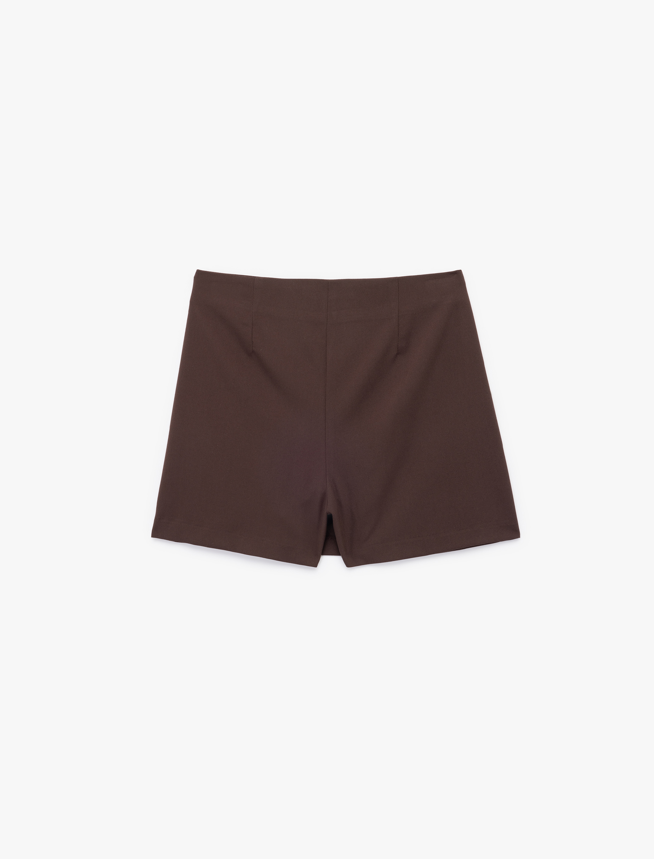   Yırtmaç Detaylı Fermuarlı Standart Bel Viskon Karışımlı Mini Şort Etek