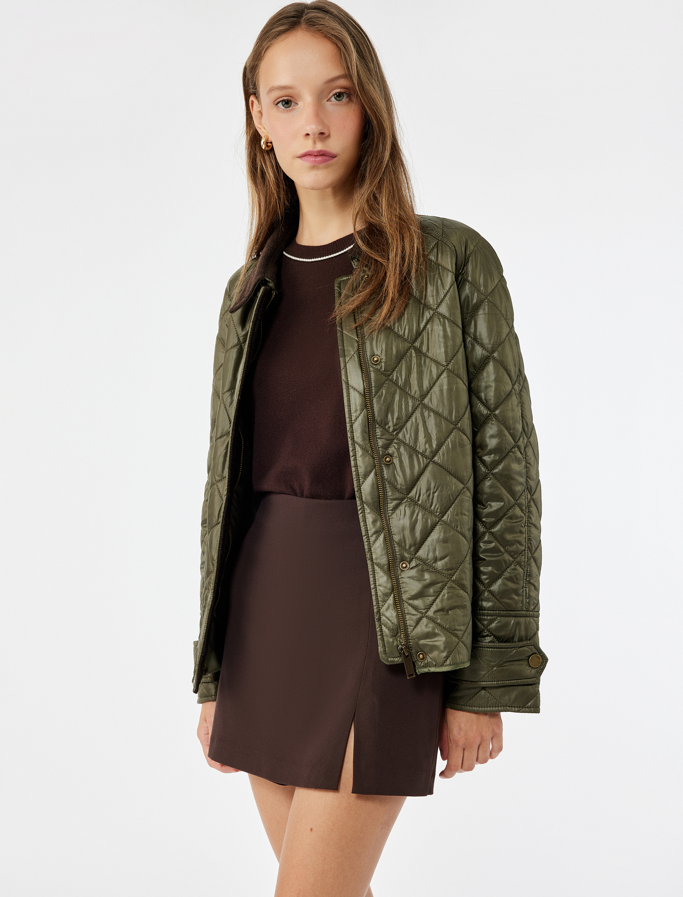   Yırtmaç Detaylı Fermuarlı Standart Bel Viskon Karışımlı Mini Şort Etek