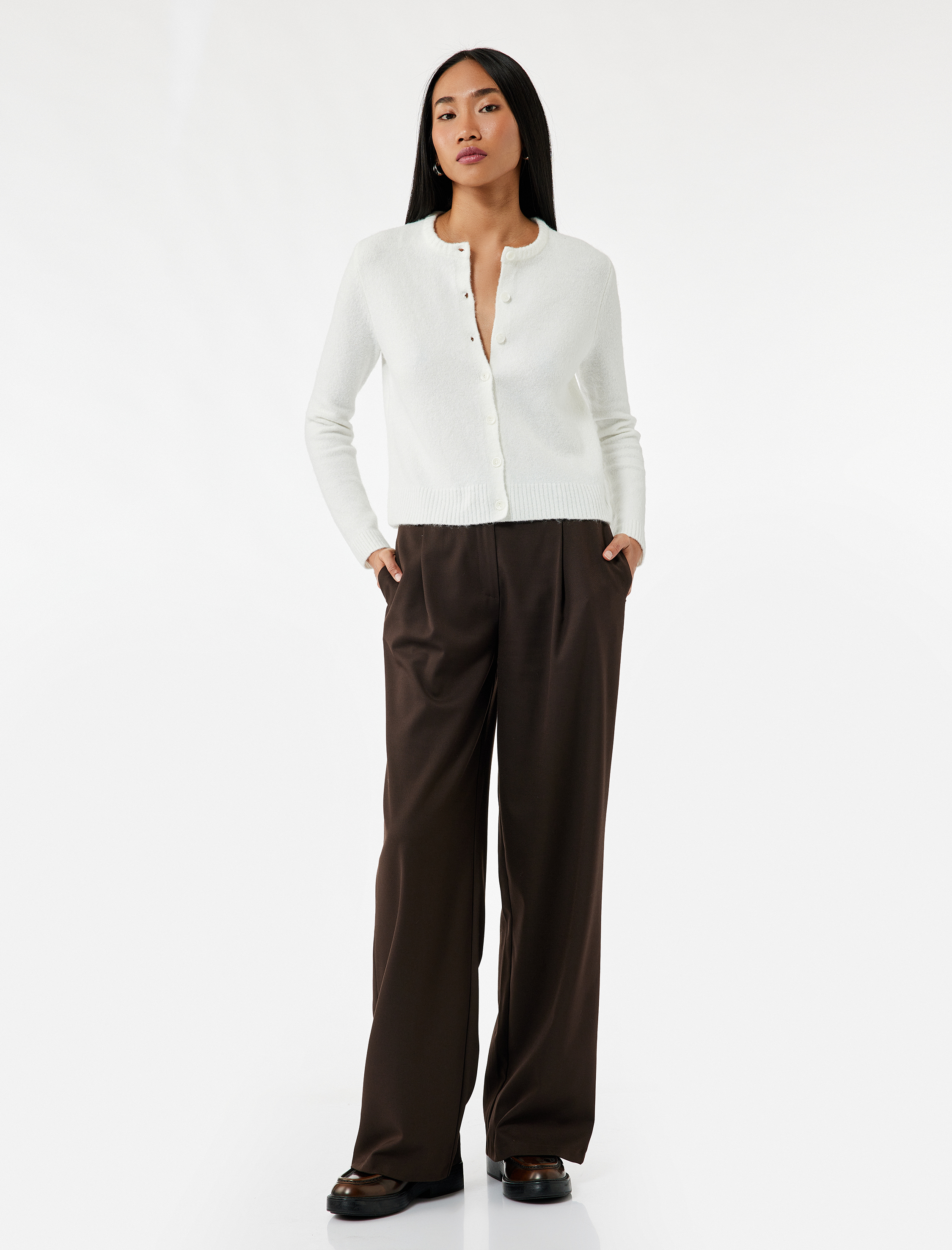   Regular Fit Uzun Kollu Bisiklet Yaka Triko Hırka