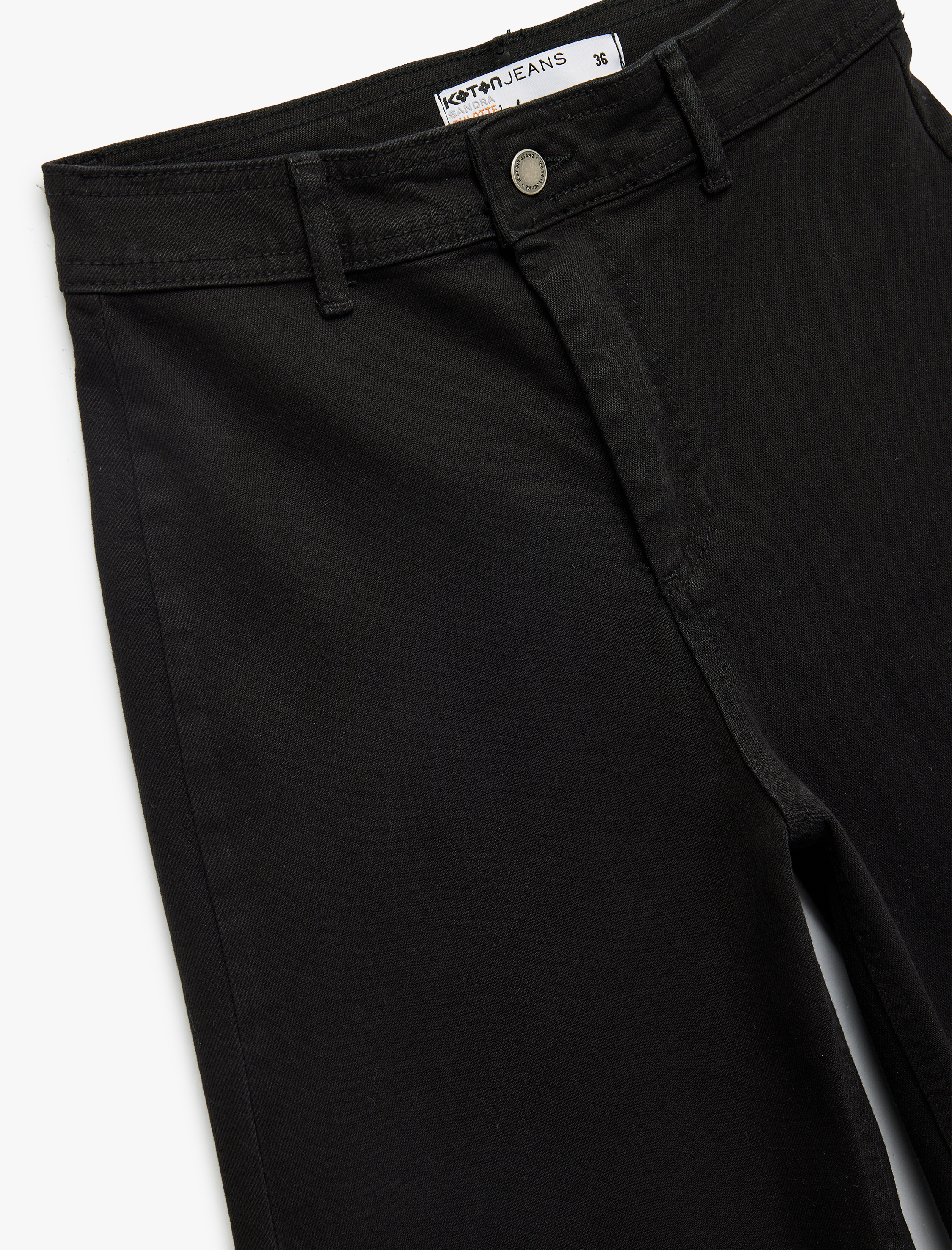   Yüksek Bel Düğmeli Cepli Rahat Kalıp Geniş Paça Denim Pantolon - Culotte Jeans