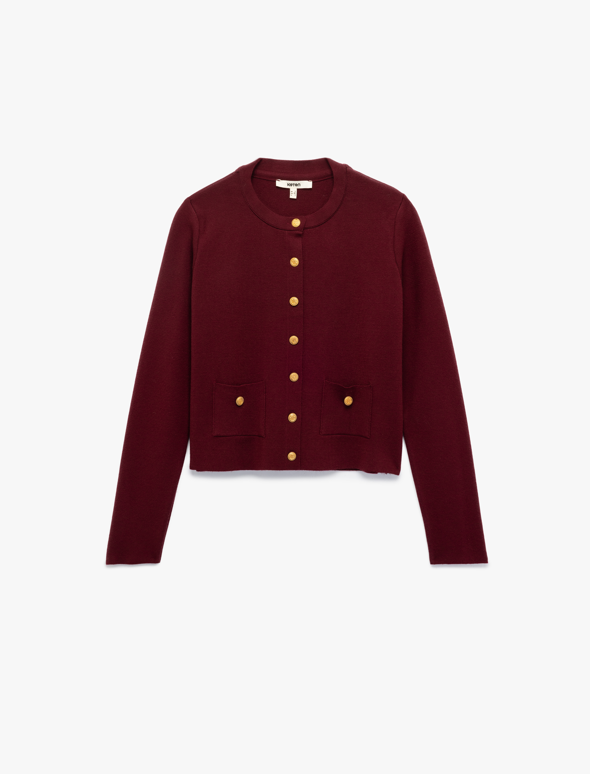   Cepli Gold Düğme Detaylı Uzun Kollu Bisiklet Yaka Triko Hırka