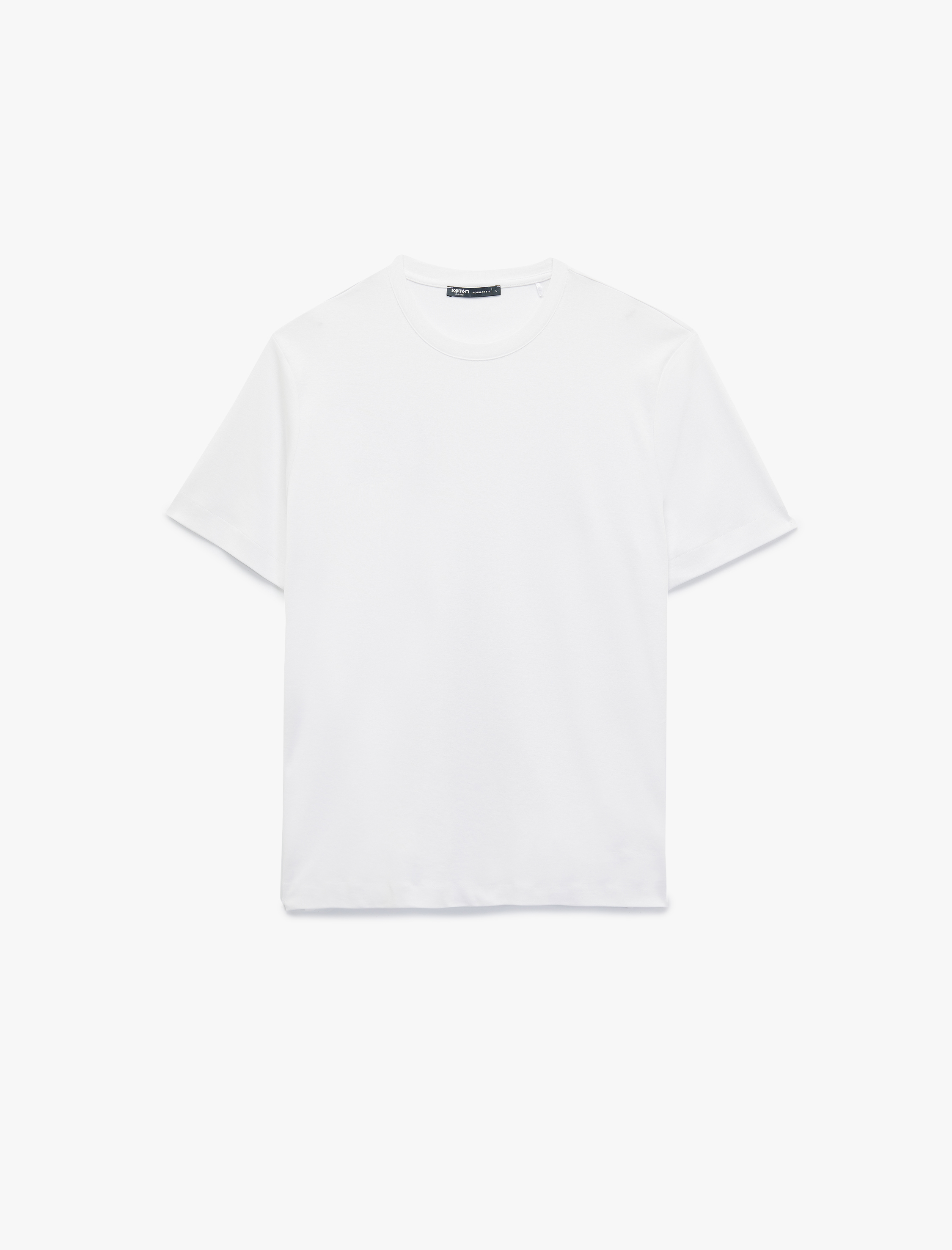   Regular Fit Bisiklet Yaka Pamuklu Tok Kumaş Kısa Kollu Basic Tişört