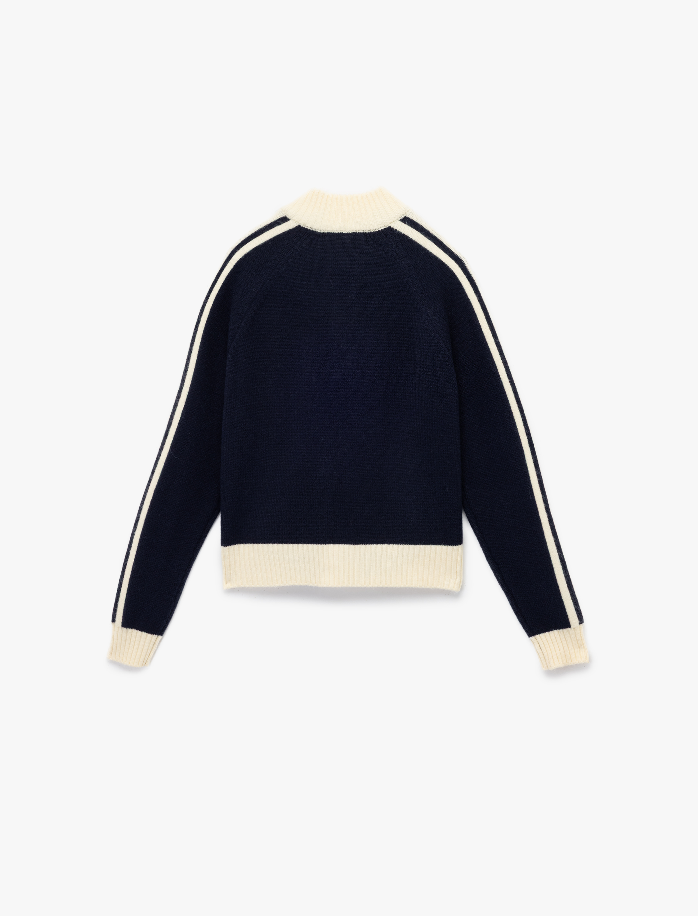   Fermuarlı Uzun Kollu Dik Yaka Çizgili Triko Hırka