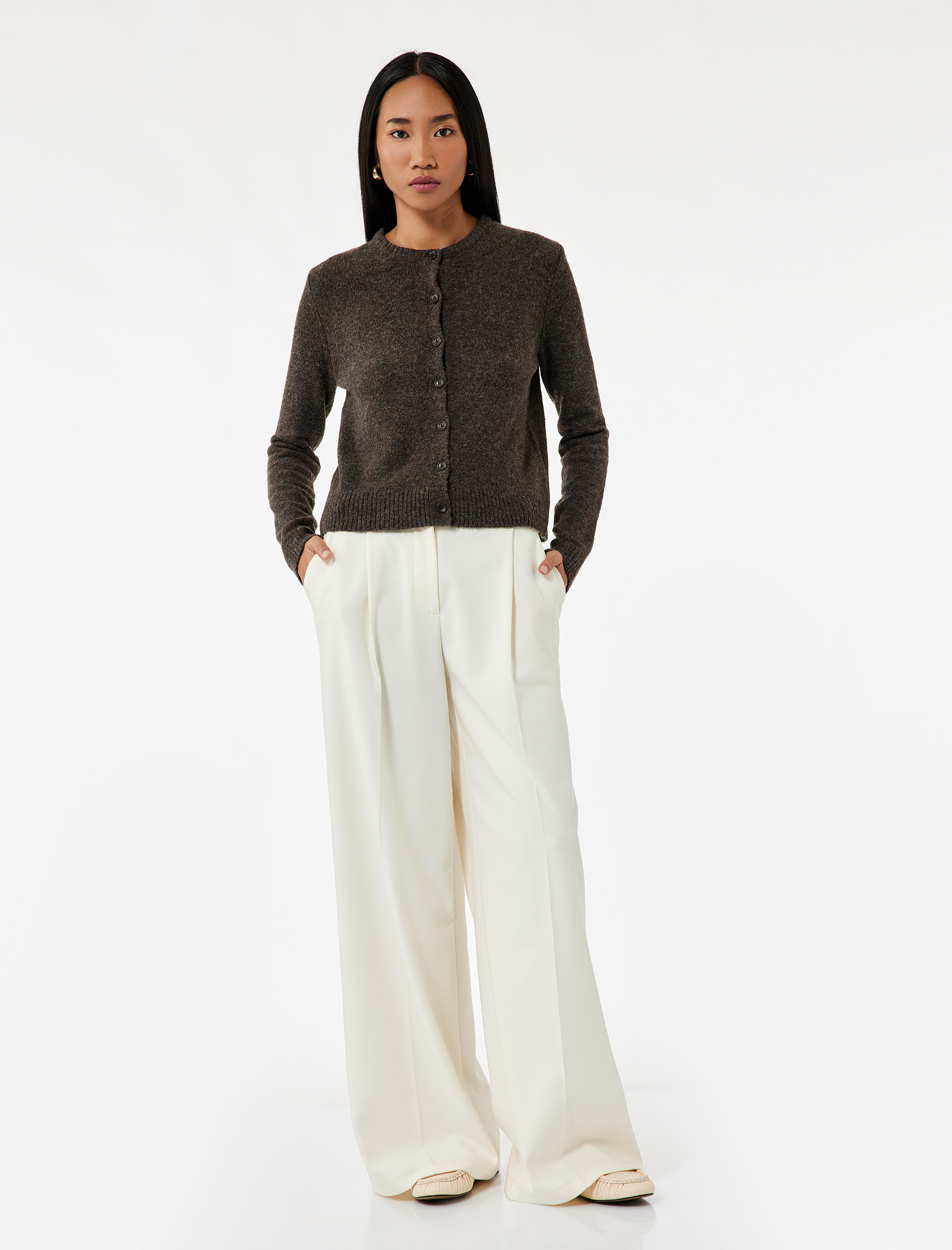   Regular Fit Uzun Kollu Bisiklet Yaka Triko Hırka