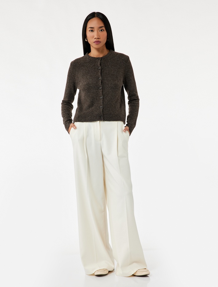  Regular Fit Uzun Kollu Bisiklet Yaka Triko Hırka