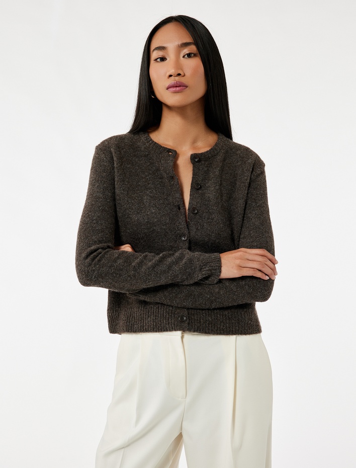  Regular Fit Uzun Kollu Bisiklet Yaka Triko Hırka