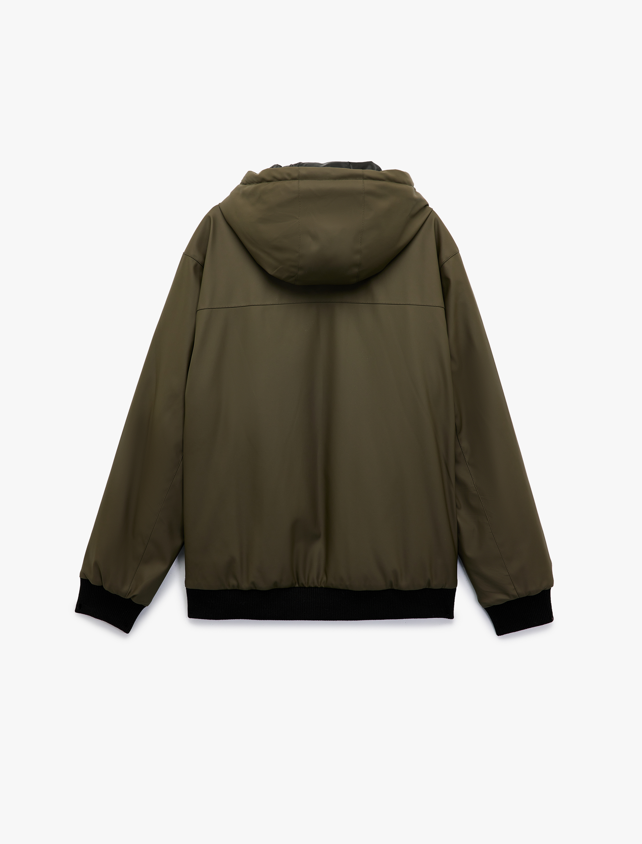   Kapüşonlu Uzun Kollu Fermuarlı Yağmurluk