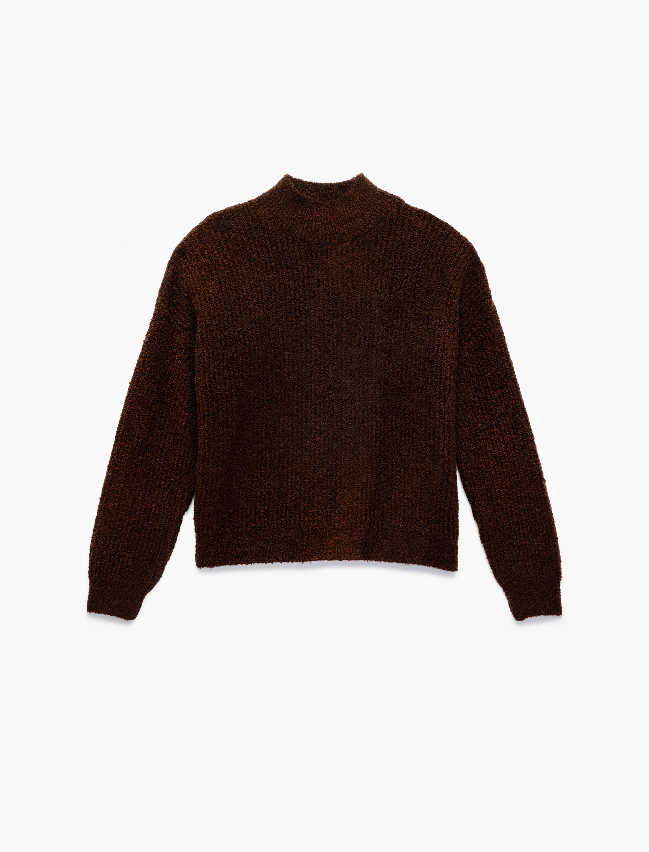   Uzun Kollu Dik Yaka Oversize Triko Kazak