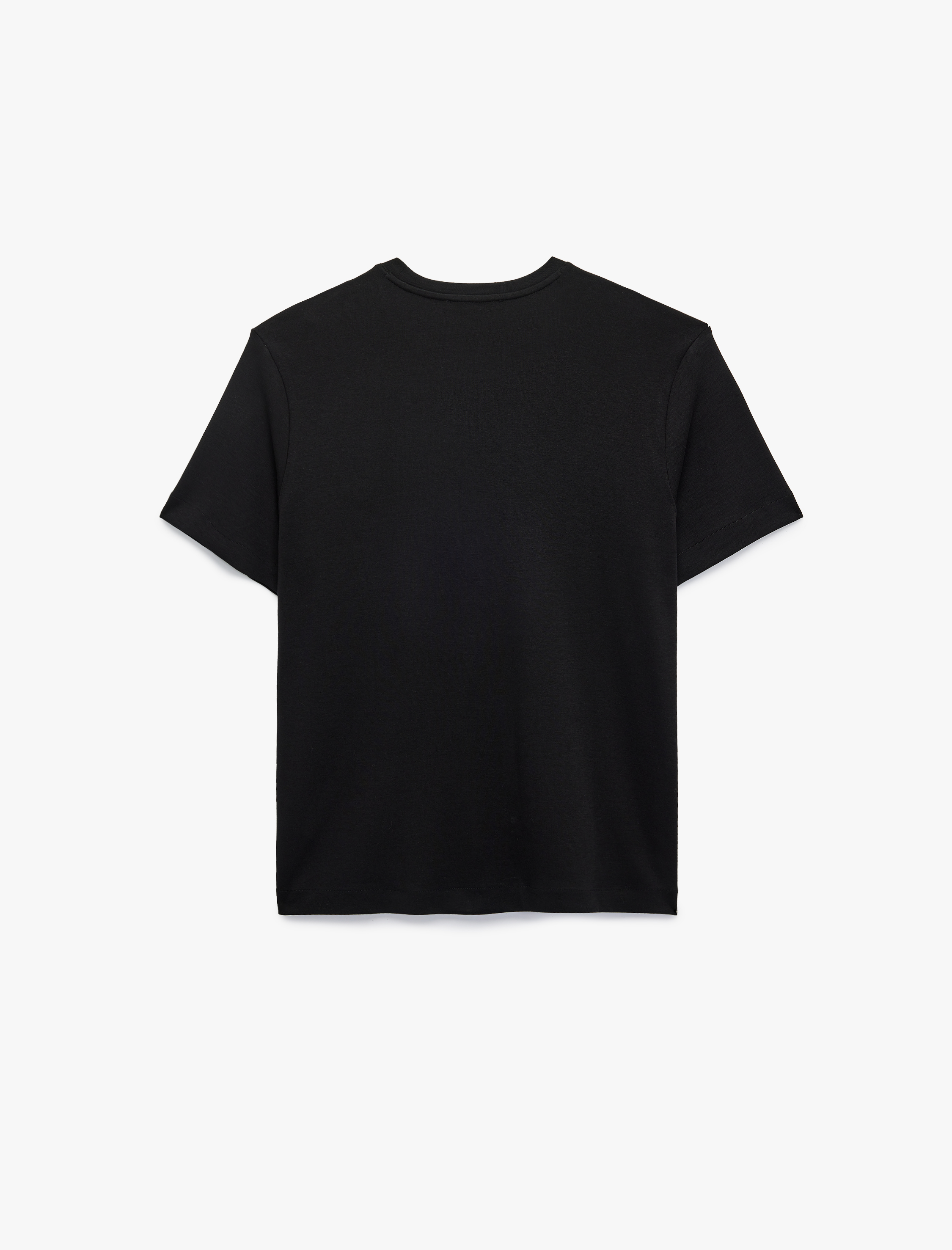   Regular Fit Bisiklet Yaka Pamuklu Tok Kumaş Kısa Kollu Basic Tişört