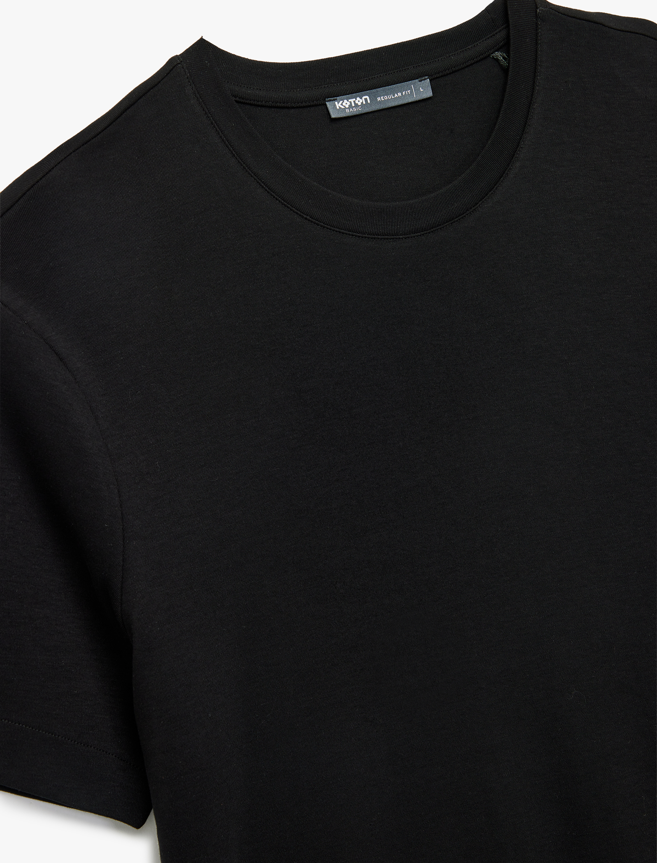   Regular Fit Bisiklet Yaka Pamuklu Tok Kumaş Kısa Kollu Basic Tişört