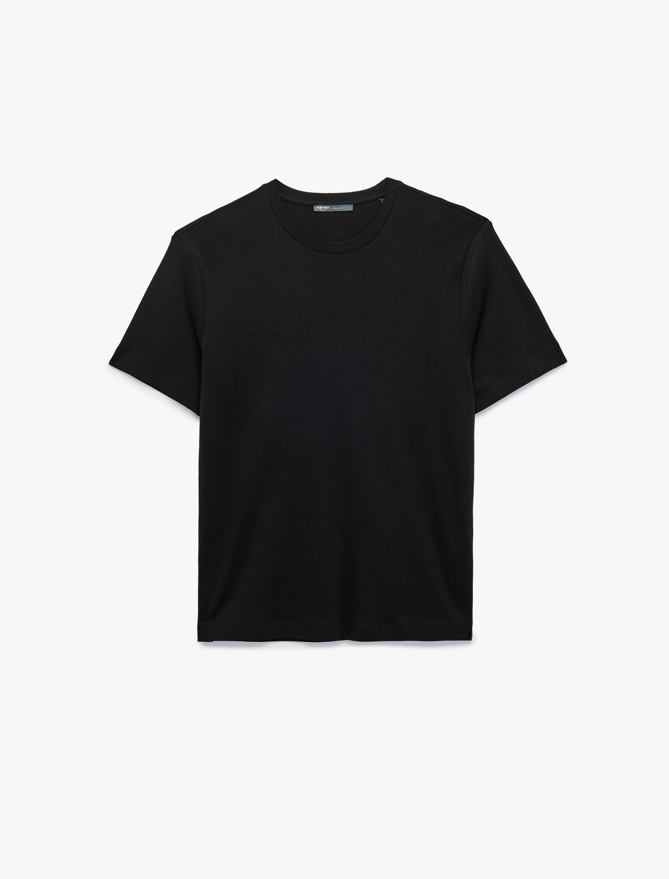   Regular Fit Bisiklet Yaka Pamuklu Tok Kumaş Kısa Kollu Basic Tişört