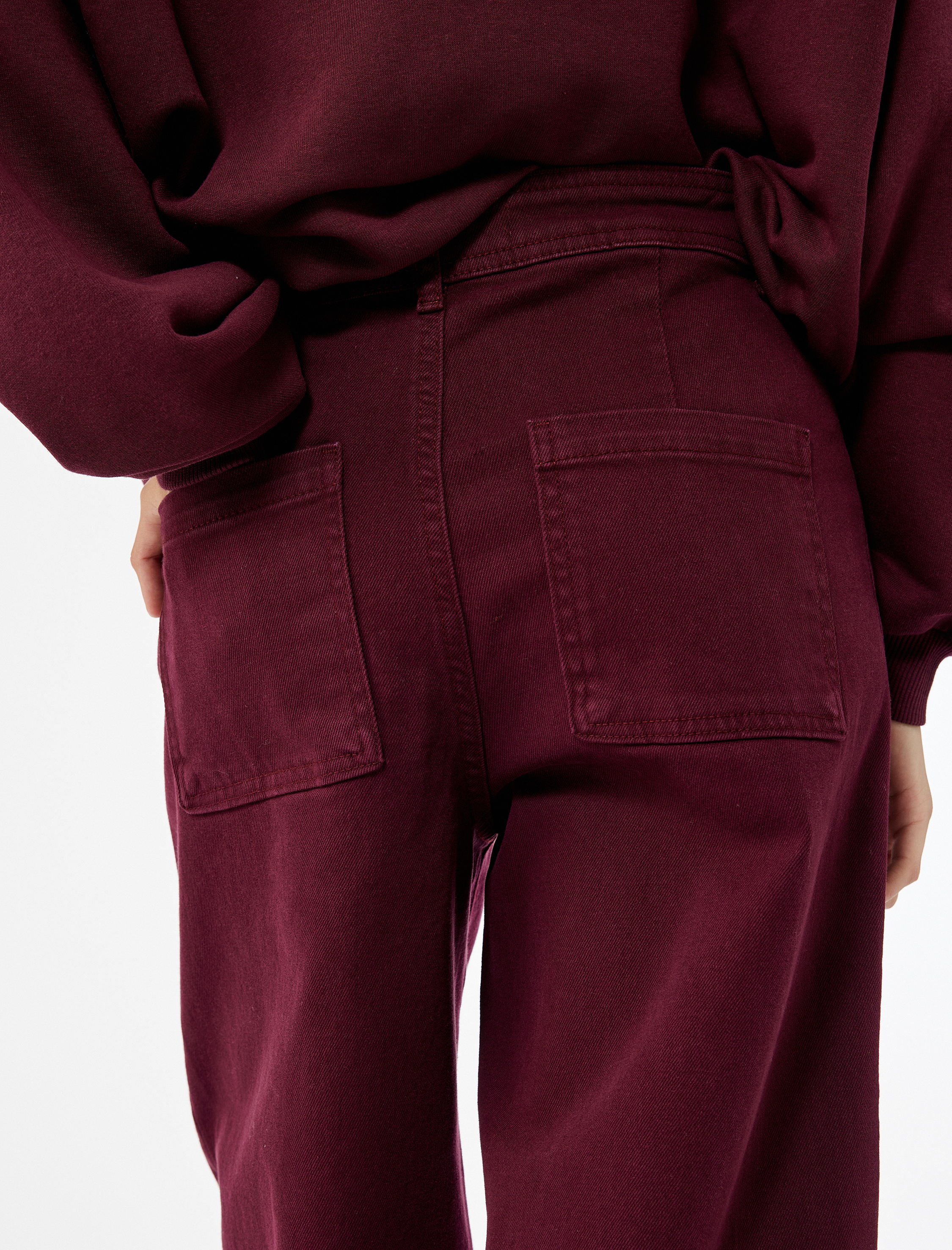   Yüksek Bel Düğmeli Cepli Rahat Kalıp Geniş Paça Denim Pantolon - Culotte Jeans