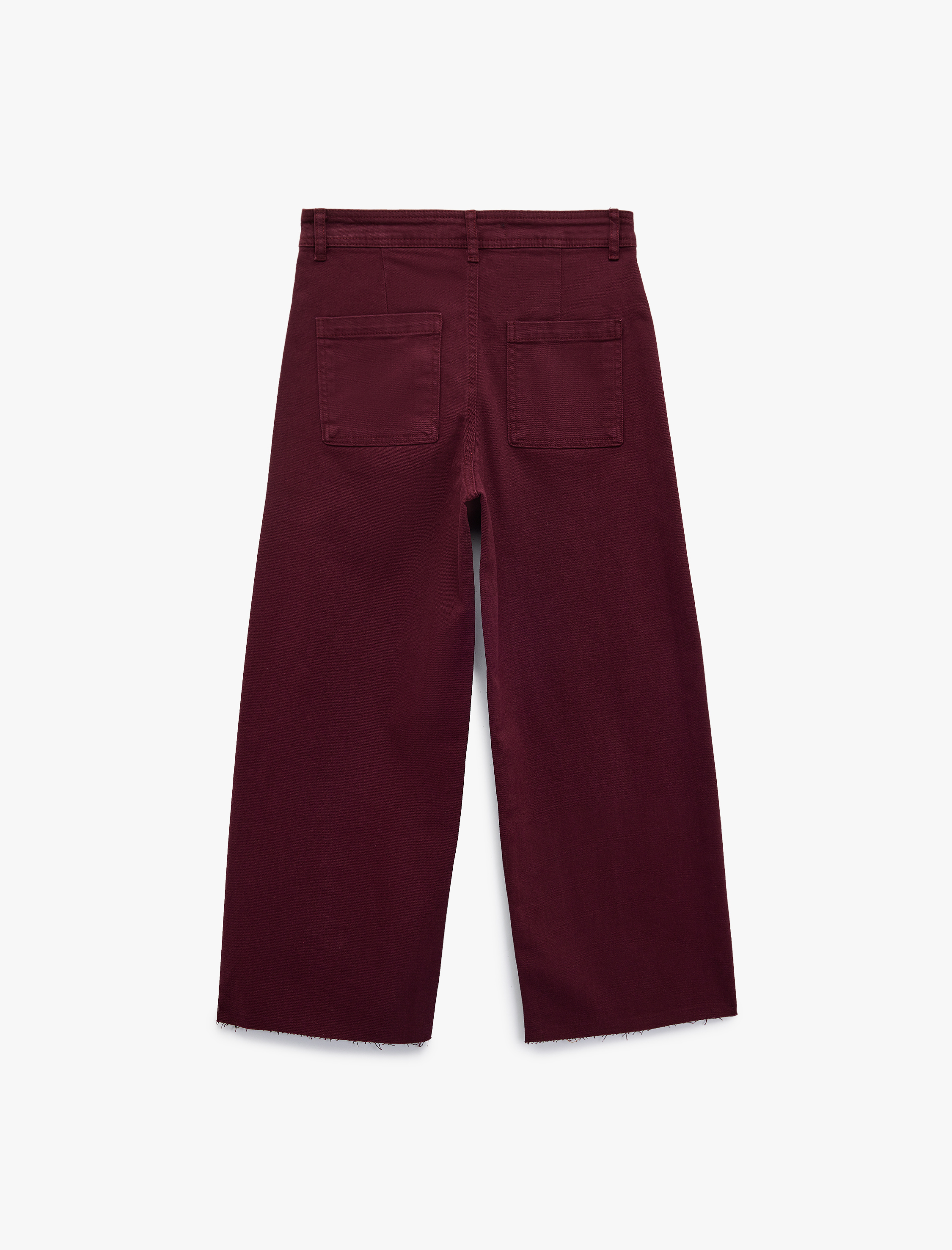   Yüksek Bel Düğmeli Cepli Rahat Kalıp Geniş Paça Denim Pantolon - Culotte Jeans