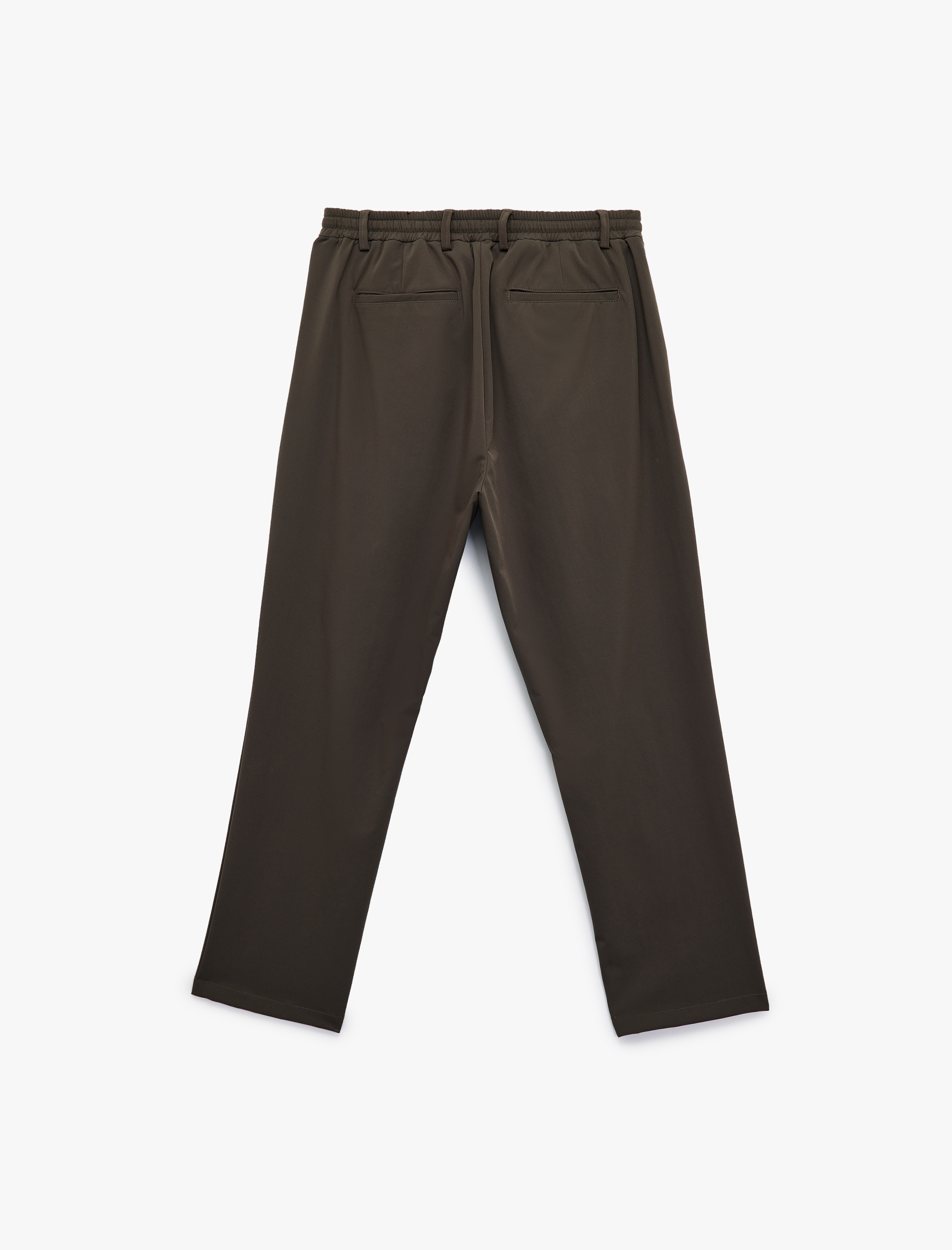 Beli Bağcıklı Düğmeli Duble Paça Ütü Gerektirmeyen Esnek Slim Fit Pantolon