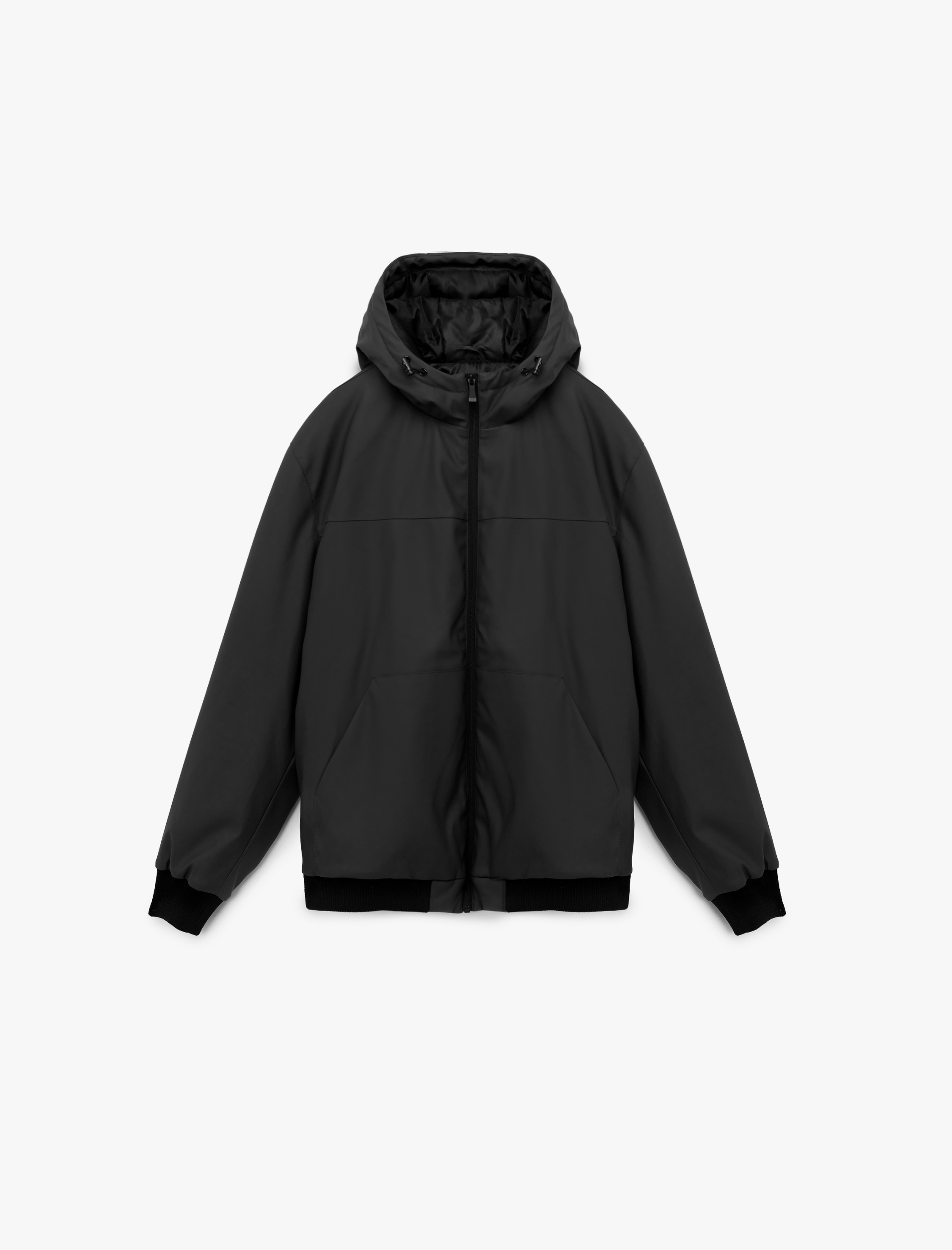   Kapüşonlu Uzun Kollu Fermuarlı Yağmurluk