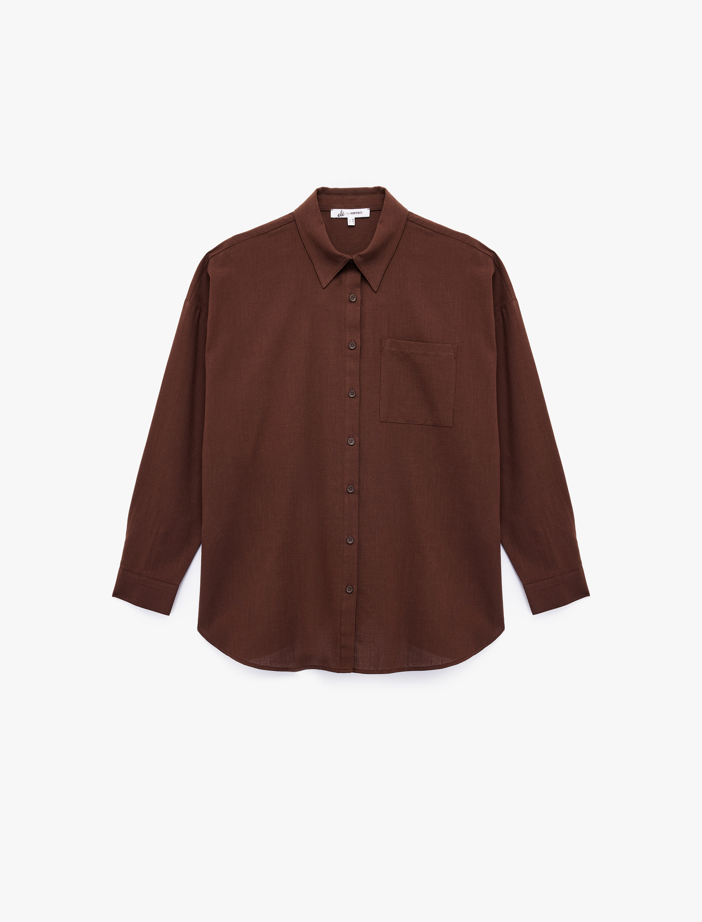   Pamuklu Klasik Yaka Düğmeli Uzun Kollu Oversize Gömlek